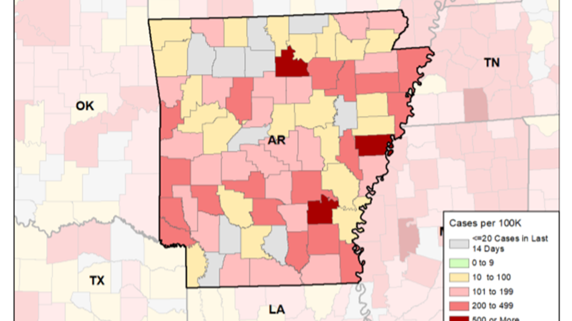 Arkansas listed as COVID19 red zone by White House