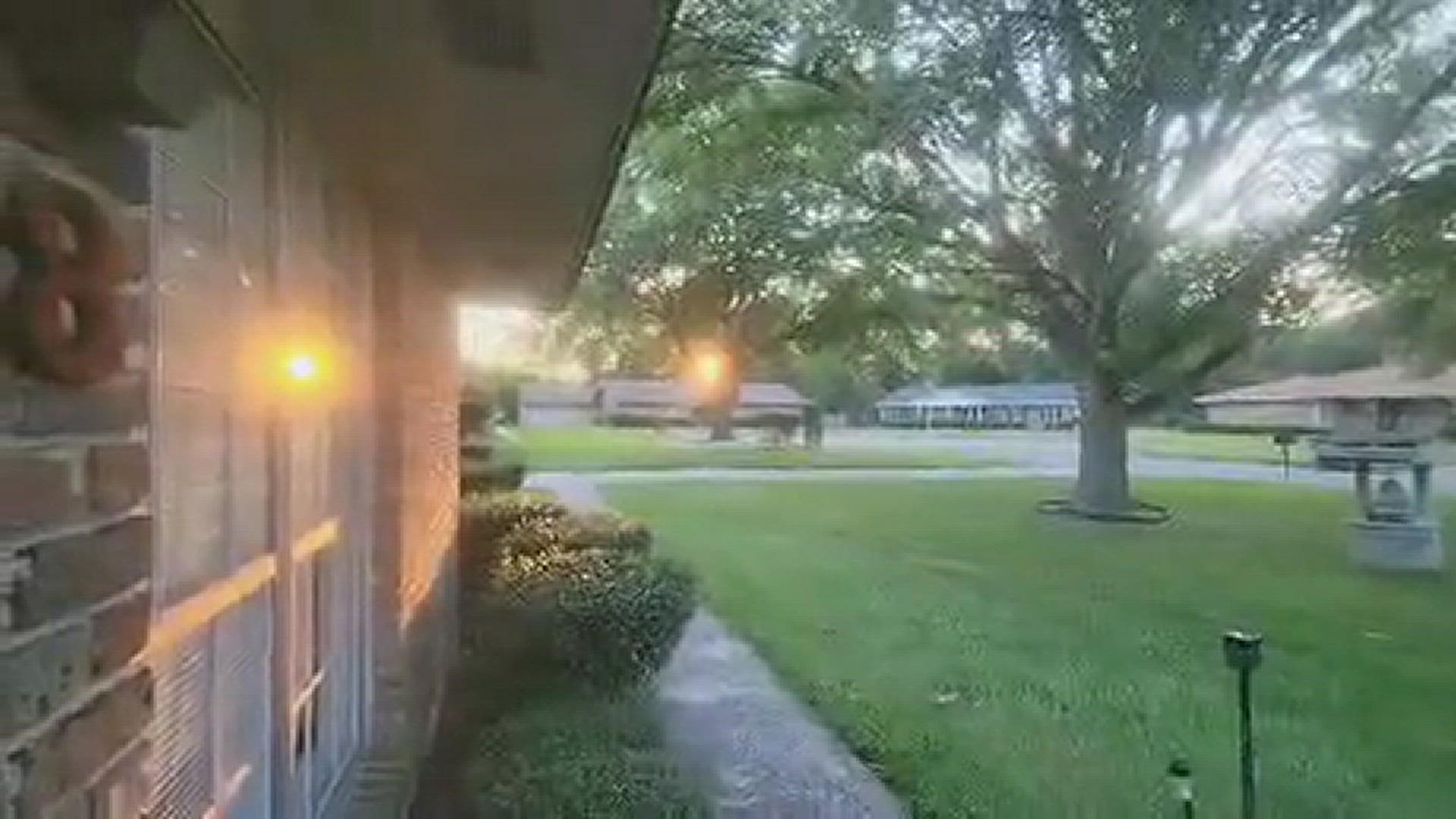 I took this beautiful sunset as I  slept out of my front door on Lakewood Lane in Pine Bluff this evening, take a close look at the reflection on my window. 
Samuel gaynor sr.
Credit: Samuel Gaynor Sr.