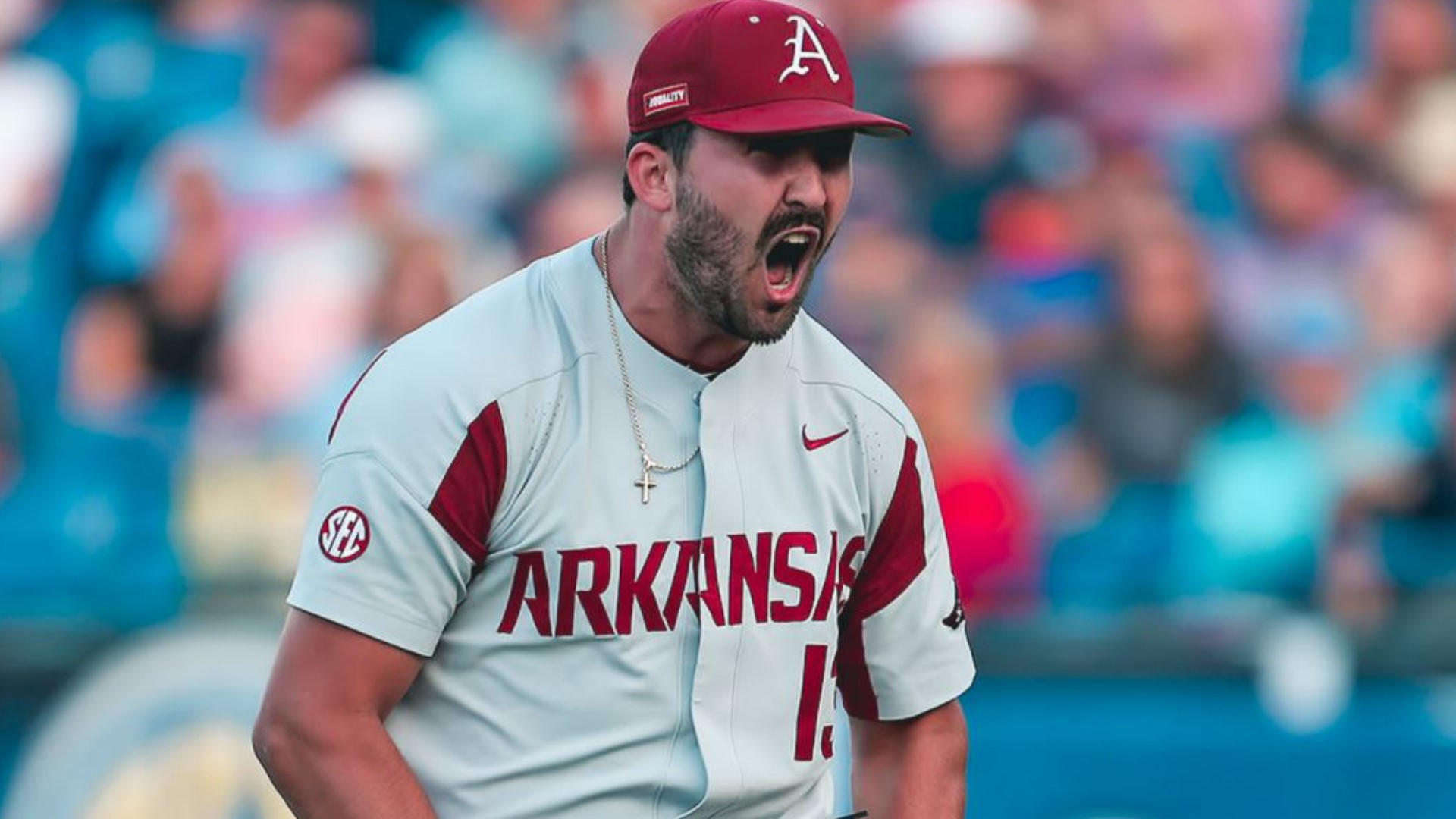 The right-hander struck out four in his three perfect frames of work, helping to punch the Razorbacks’ ticket to the tournament’s championship game