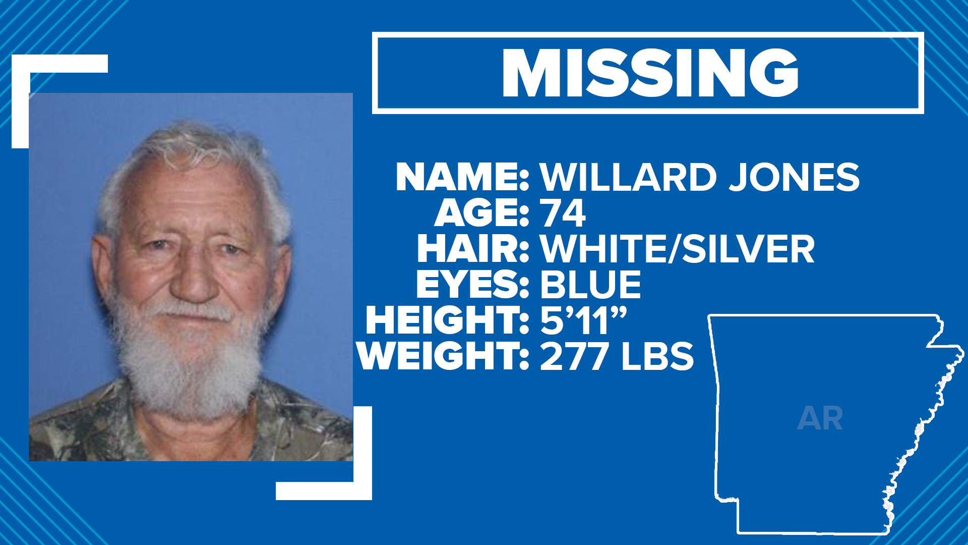 The Newport Police Department and Arkansas State Police have activated a Silver Alert in hopes of finding 74-year-old Willard Jones.