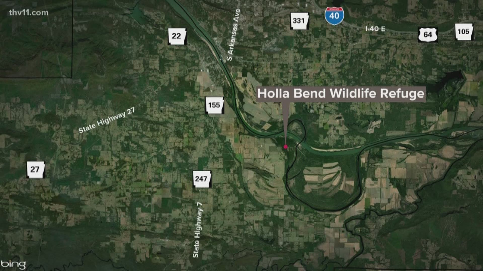 A levee in Holla Bend National Wildlife Refuge has breached.