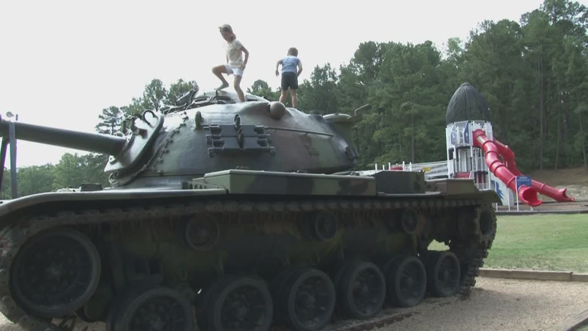 The tank has been on loan from the Arkansas National Guard, but now it's being removed for maintenance.