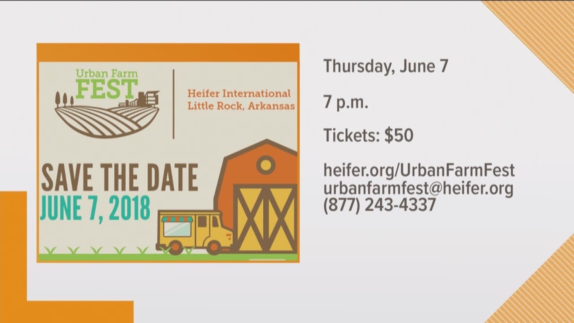 At 7 p.m., June 7, you can join Heifer International for the Heifer Urban Farm Fest. There will be drinks created with ingredients from the Heifer Urban Farm. Proceeds support Arkansas farming communities through Heifer USA.