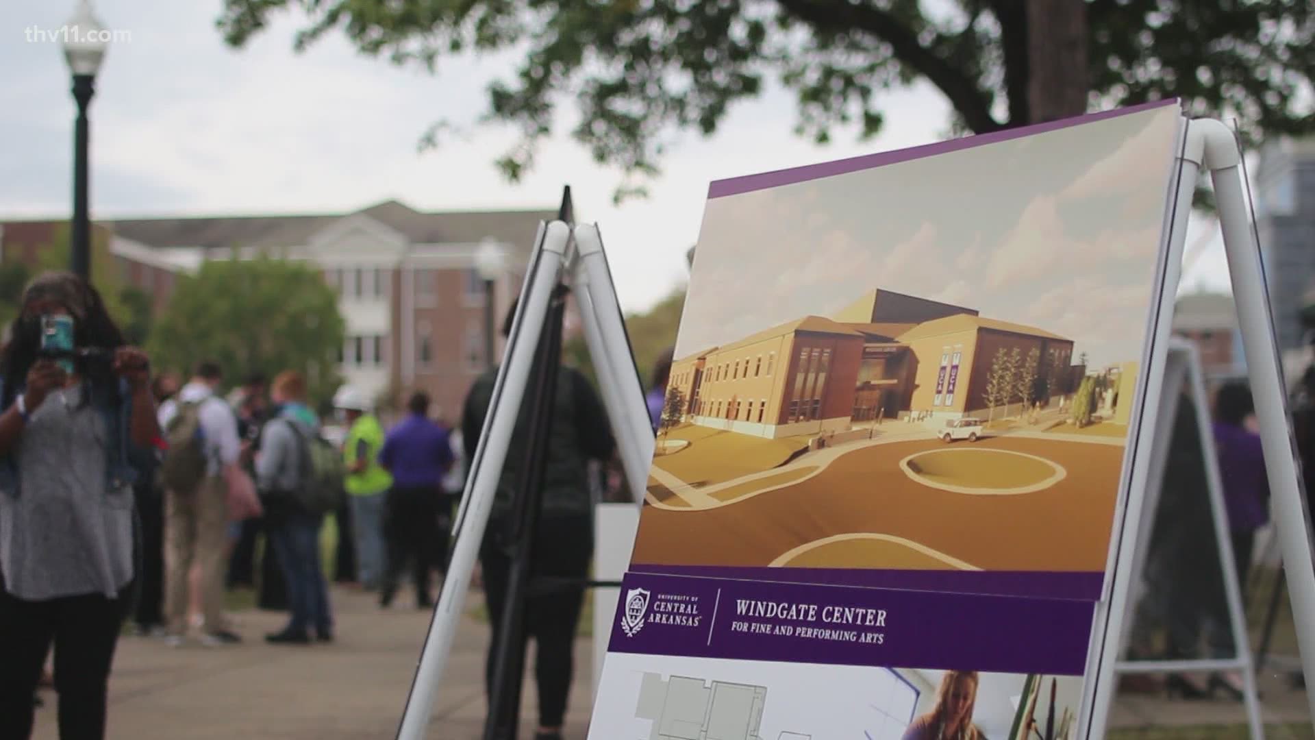 The University of Central Arkansas began construction of its new Windgate Center for Fine and Performing Arts Friday.