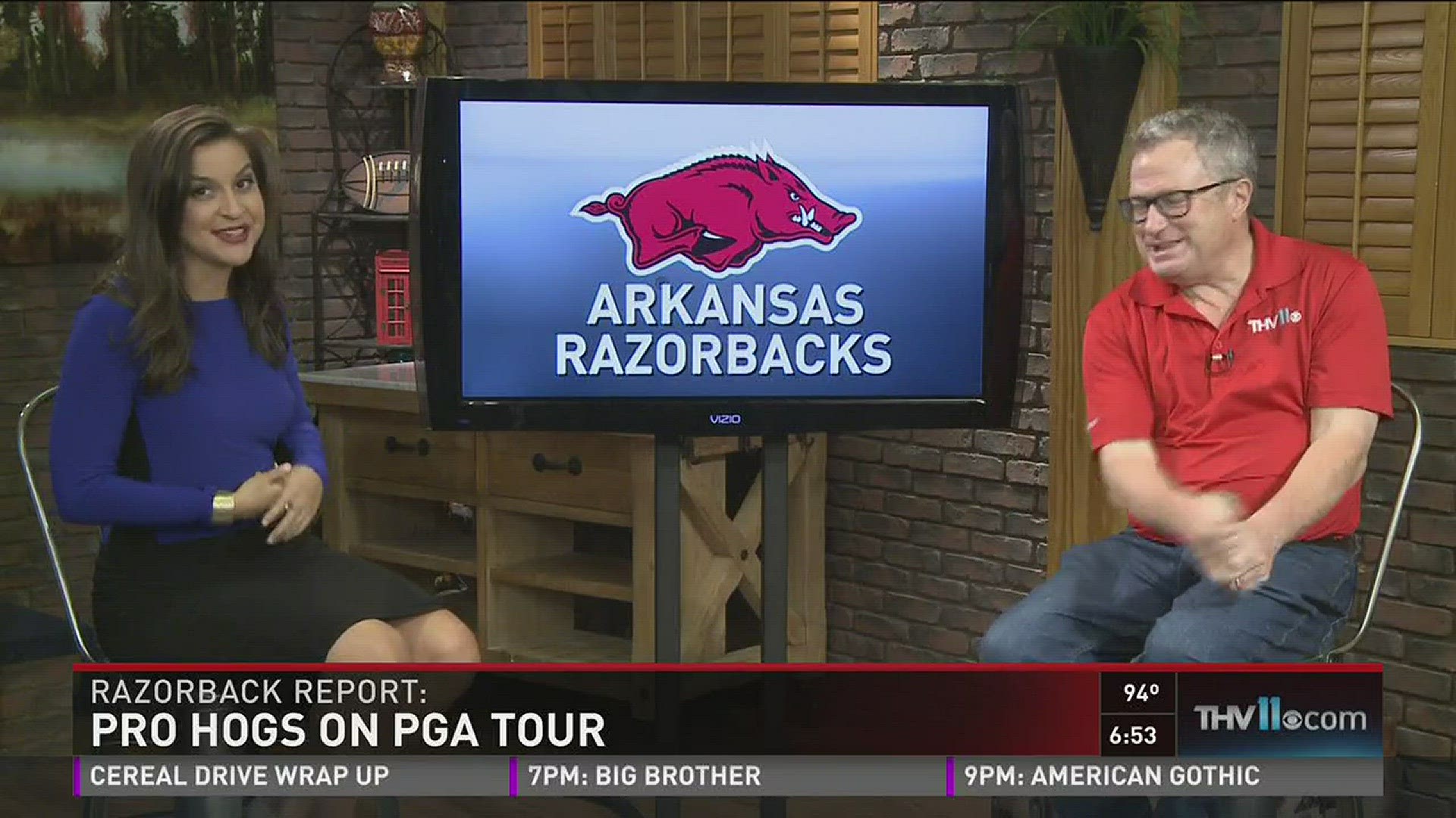 Mary Dunleavy interviews Jim Harris about the Razorbacks at the PGA Tour