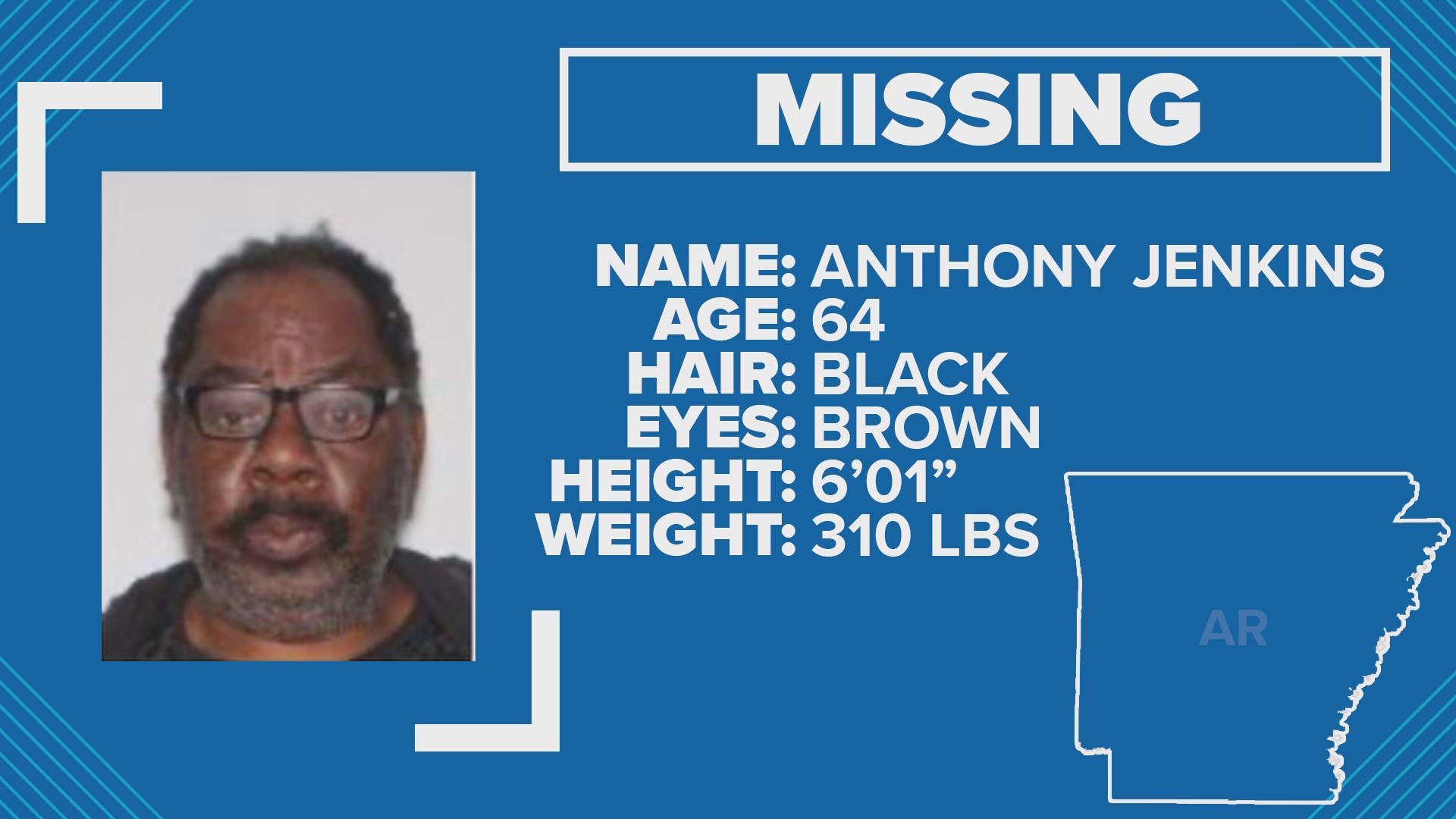 Police say 64-year-old Anthony Ray Jenkins, also known as 'Train,' was last seen leaving a family member's house in Little Rock on January 5.