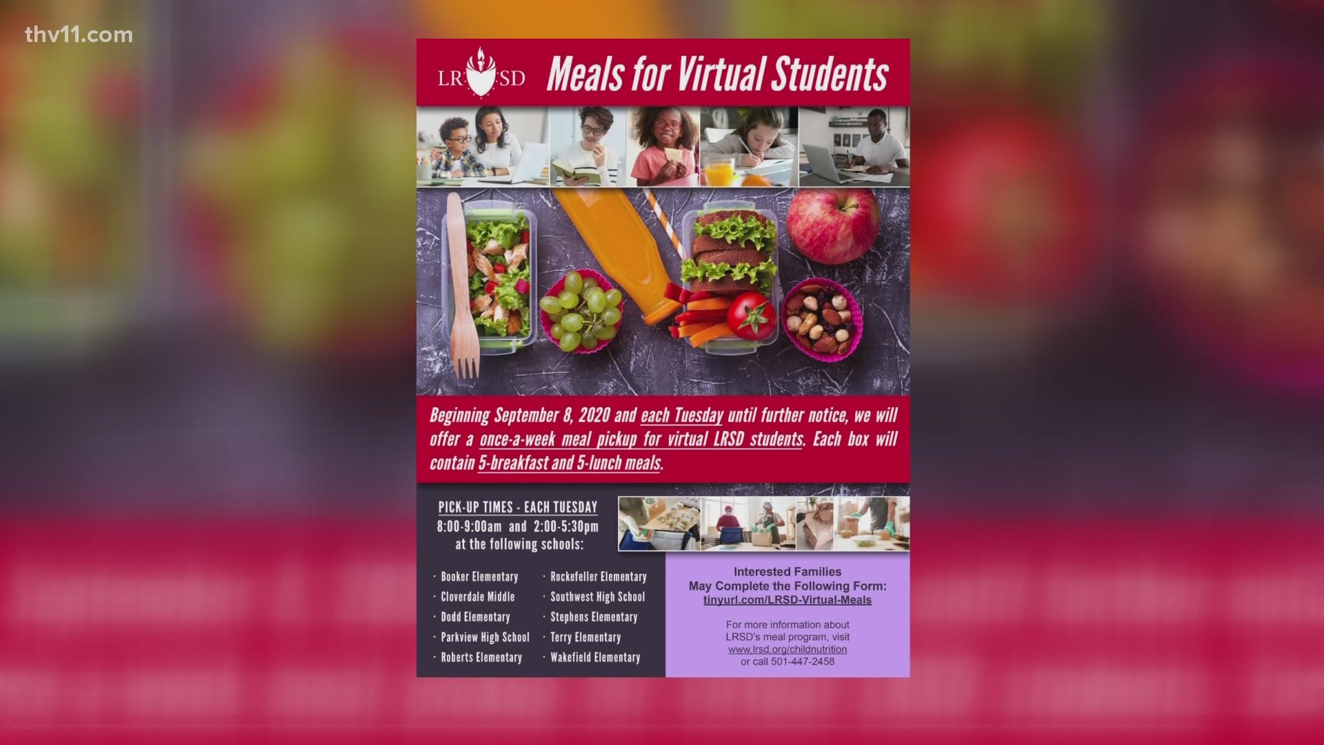 The Little Rock School District distributing food to parents of virtual students.