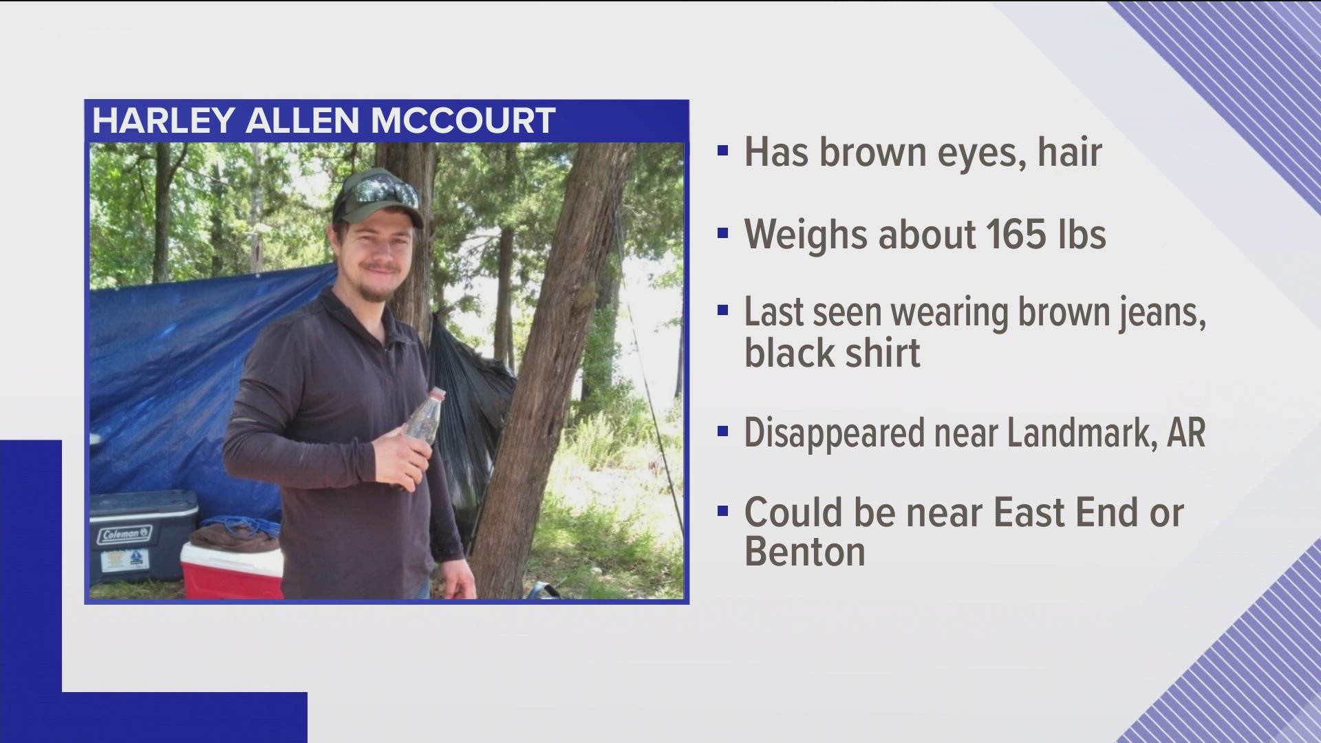 Family members are looking 26-year-old Harley Allen McCourt after he disappeared Friday around midnight.