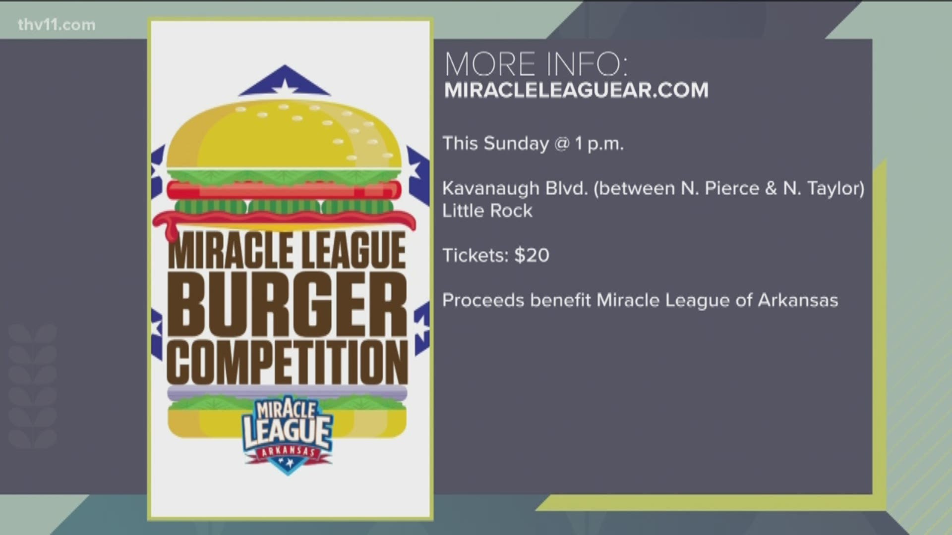 What goes better together than burgers and baseball? The Miracle League of Arkansas is putting on a Burger Competition this Sunday!