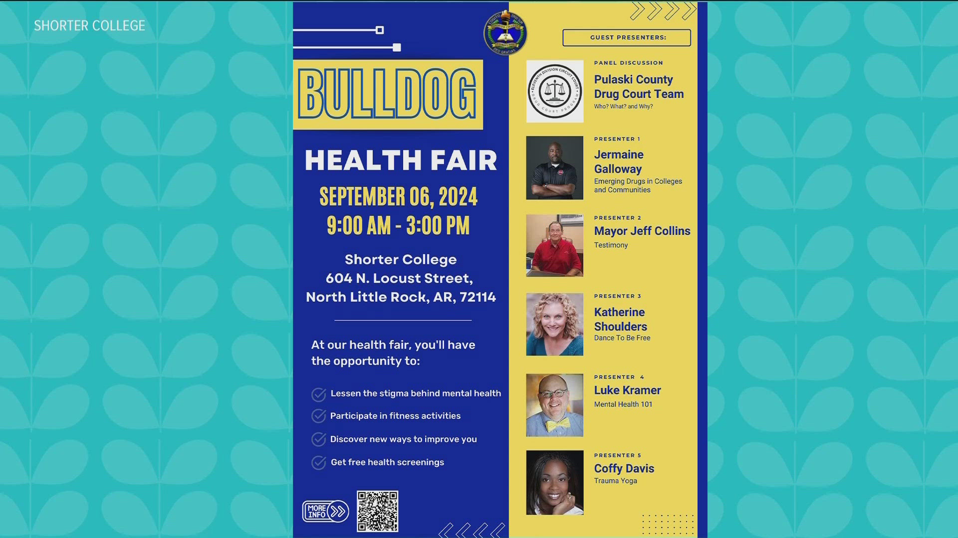 The health fair is free to attend but registration is encouraged. It takes place at Shorter College on September 6th.