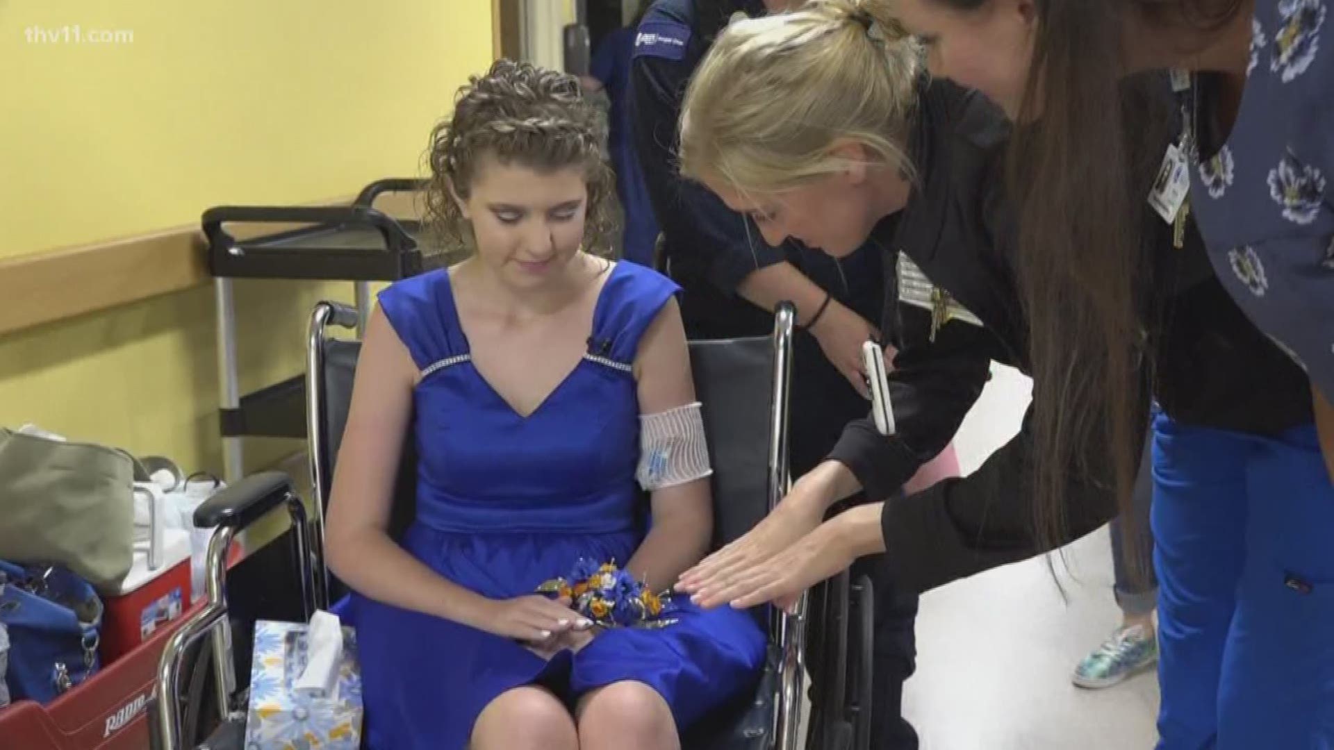 As a cystic fibrosis patient, she's spent countless hours in a hospital throughout her life. Friday, getting ready for homecoming game day became a hospital-wide affair.