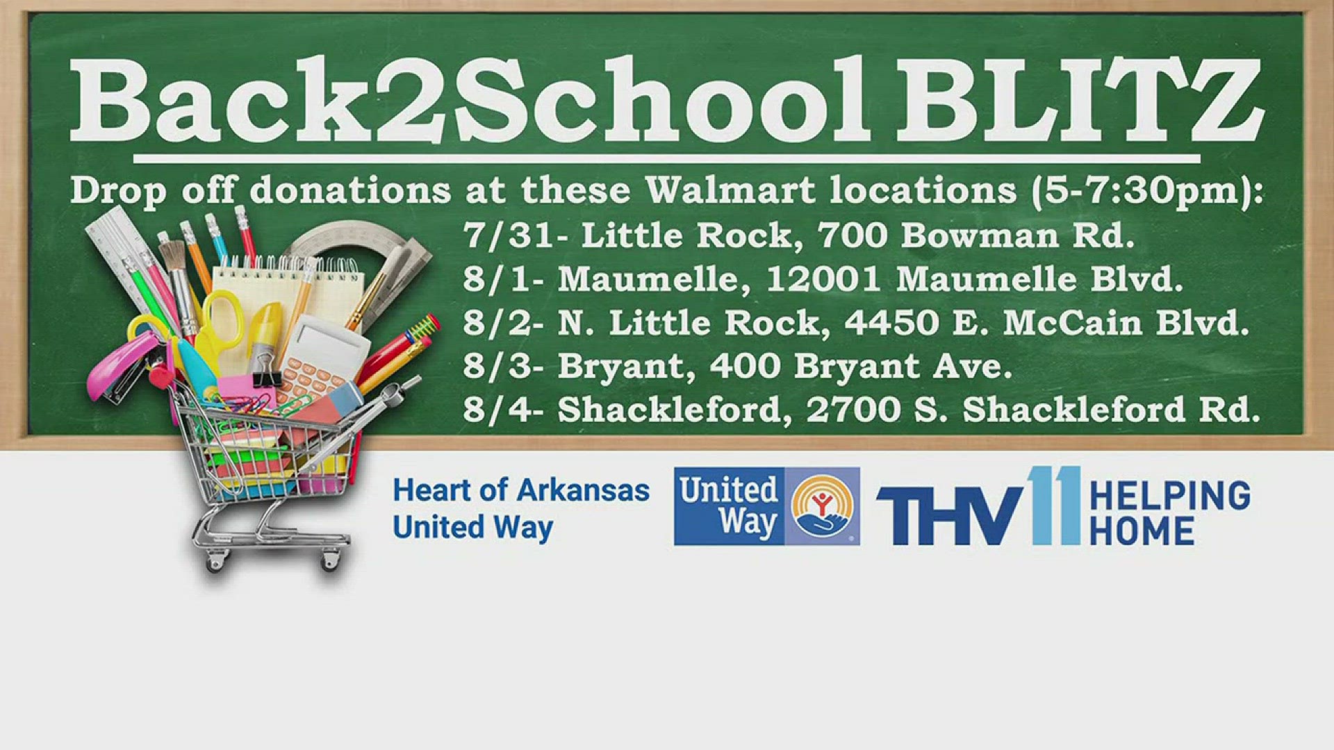 THV11 is once again partnering with the United Way to help out with our Back to School Blitz!