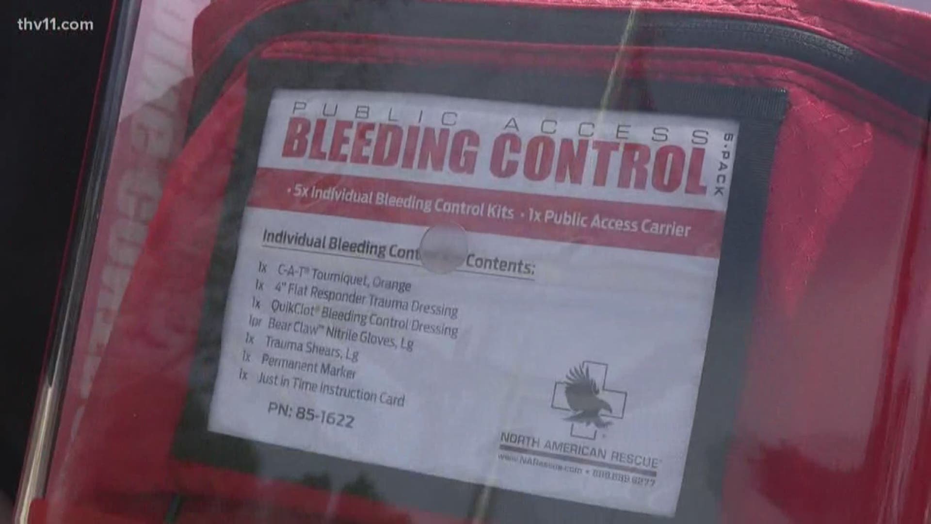 Bleeding control kits can help save lives. They have been distributed to 300 Arkansas schools so far.
