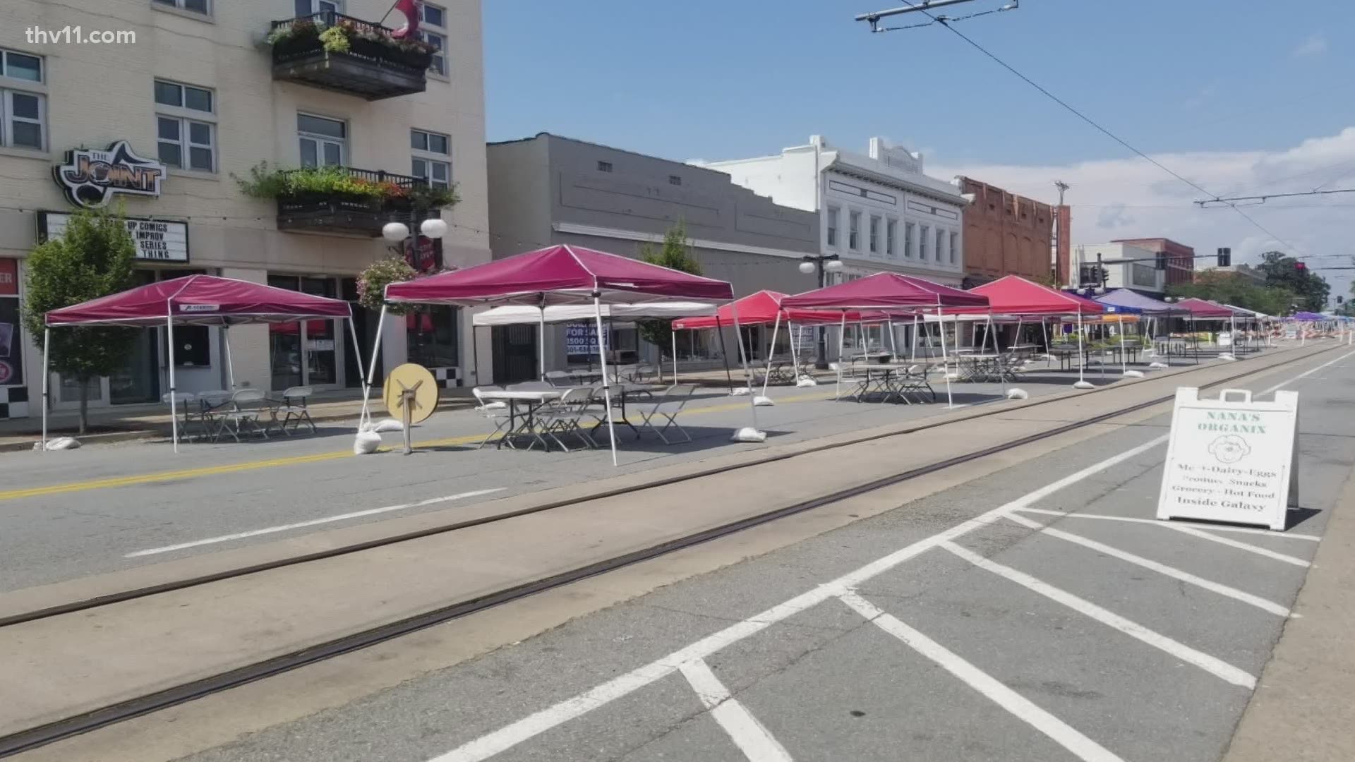 Main Street in downtown North Little Rock transforms into an outdoor dining space on the weekends but is causing some businesses to lose money.