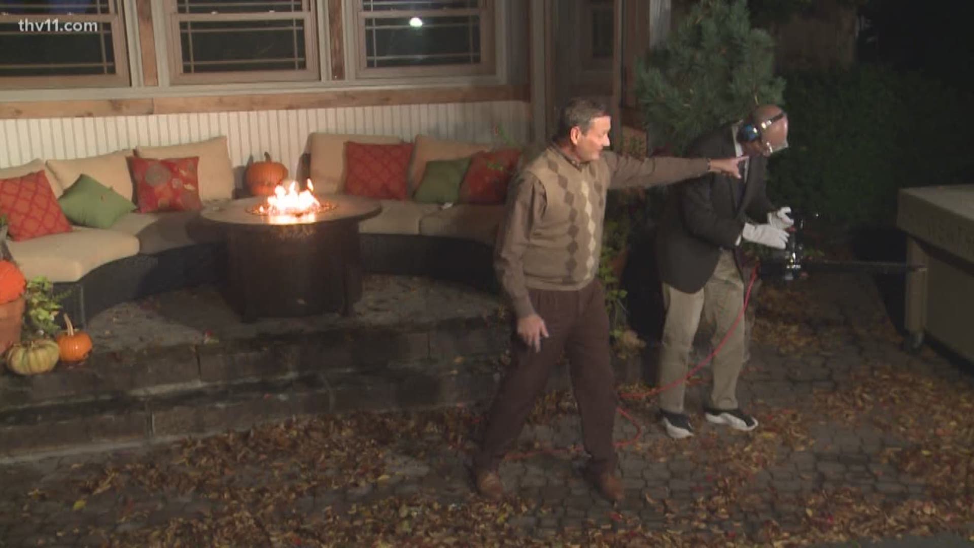 Ed Buckner was getting ready to do the weather forecast when Craig O'Neill decided it was time to do some leaf blowing