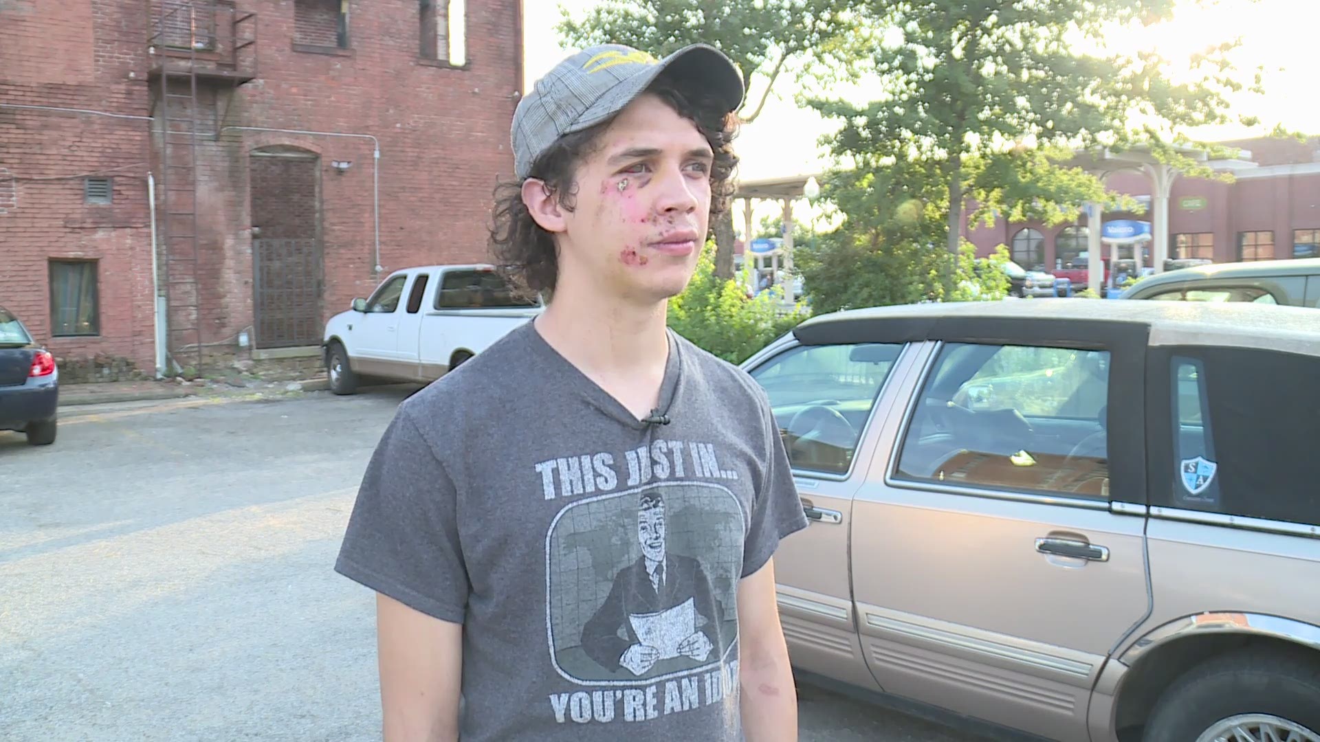 Austin Traux says he was attacked outside of a bar early Sunday morning by a person he sees there often.