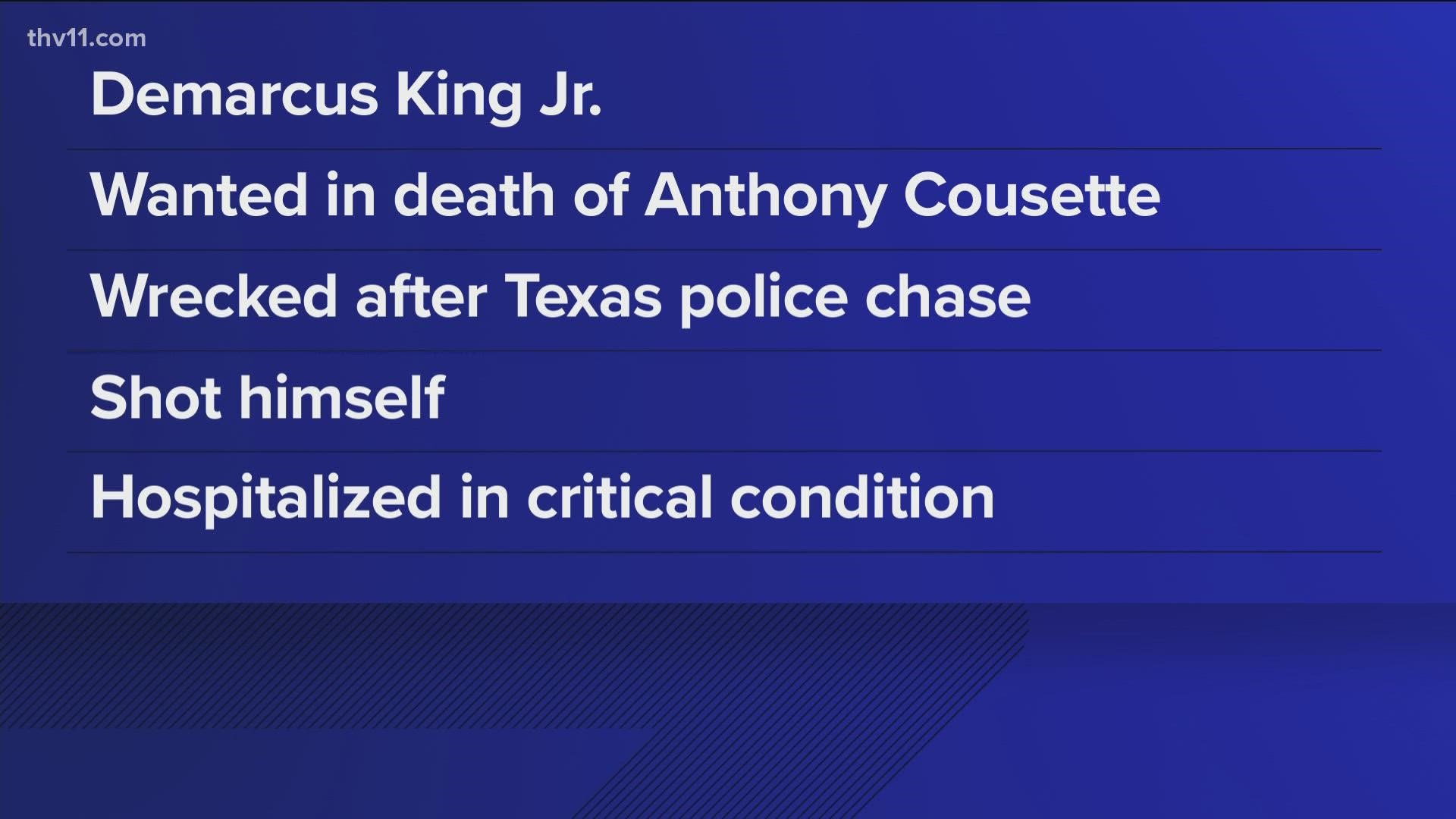Jacksonville police said that a high speed chase left 18-year-old Demarcus King Jr. in critical condition. King previously had warrants out for capital murder.