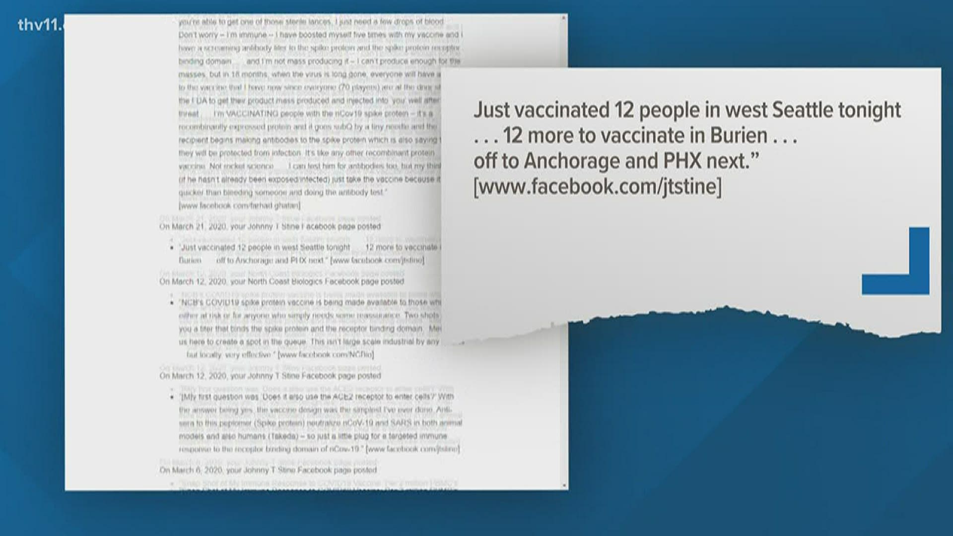 A University of Arkansas graduate is in trouble after the FDA says he sold a black market COVID vaccine in Seattle.