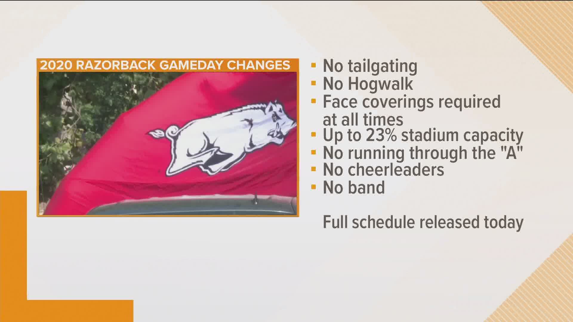 According to the University of Arkansas, there are major changes to the upcoming Razorback football games.