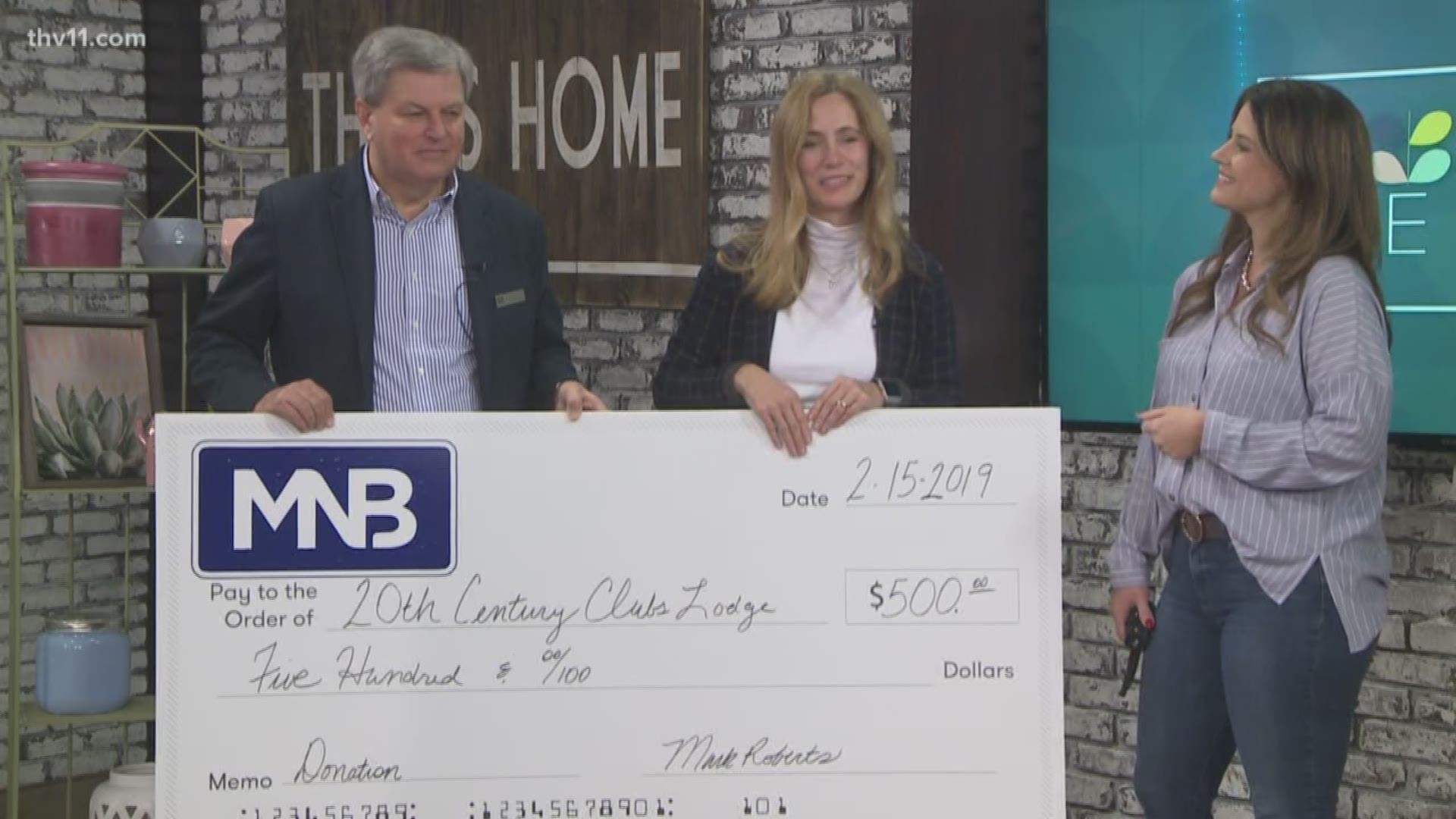 THV11 and MNB present a $500 check to a local non-profit each month on 'Philanthropy Friday' as part of our partnership with Road to a Better Community.