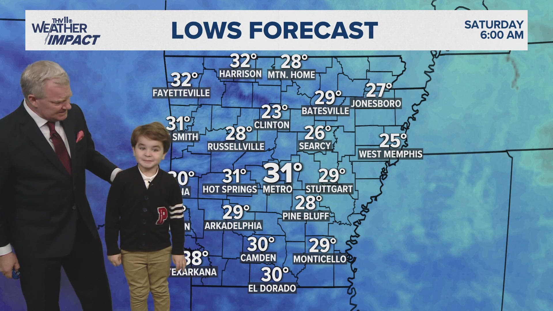 Our THV11 weather kid Shep Howland broke down the upcoming forecast alongside Tom Brannon.