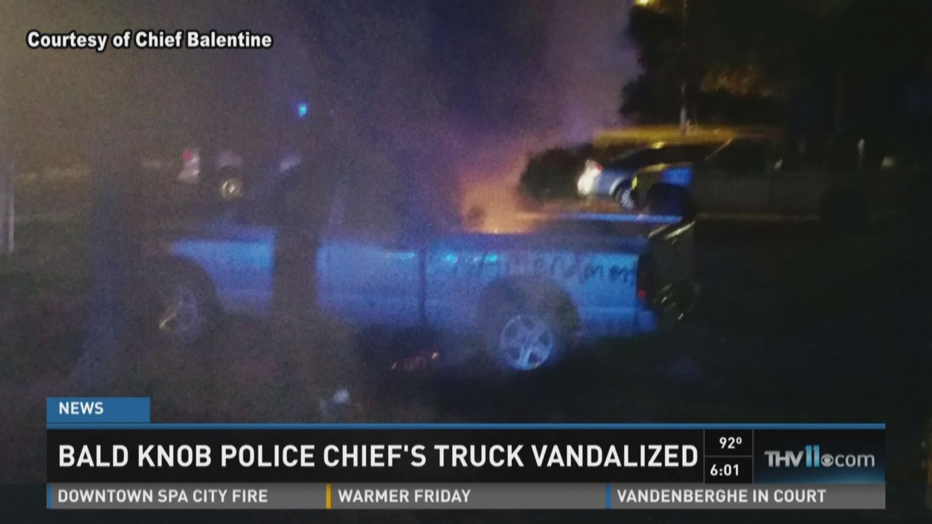 Watch Story Bald Knob Police Chief’s truck vandalized
