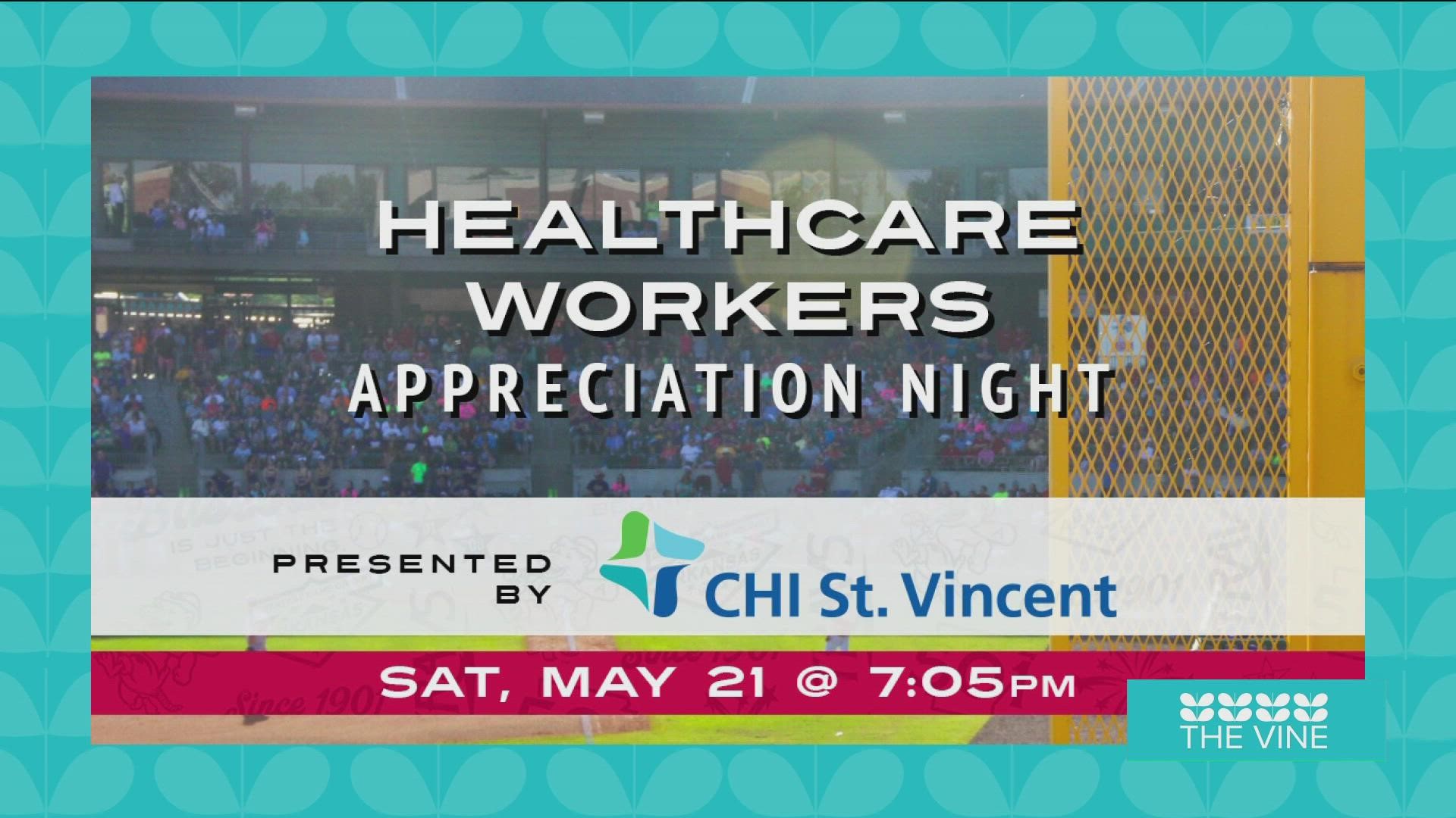 CHI St. Vincent and Arkansas Rravelers are teaming up to show their appreciation for healthcare workers.