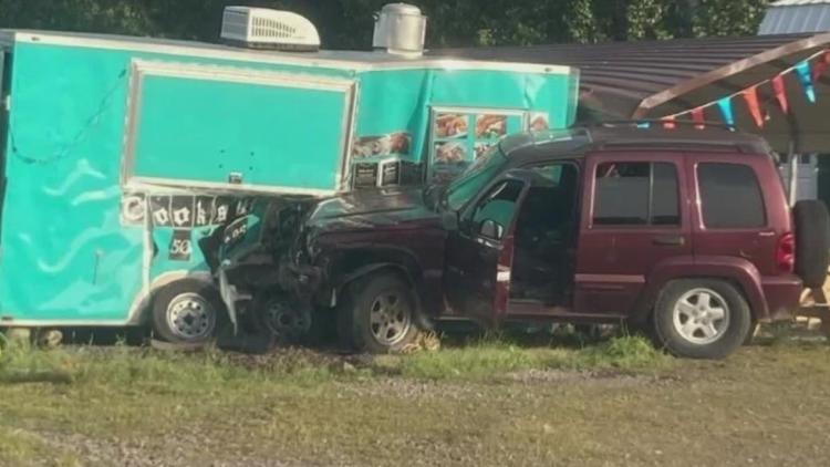 Stolen car crashes into Arkansas family's food truck