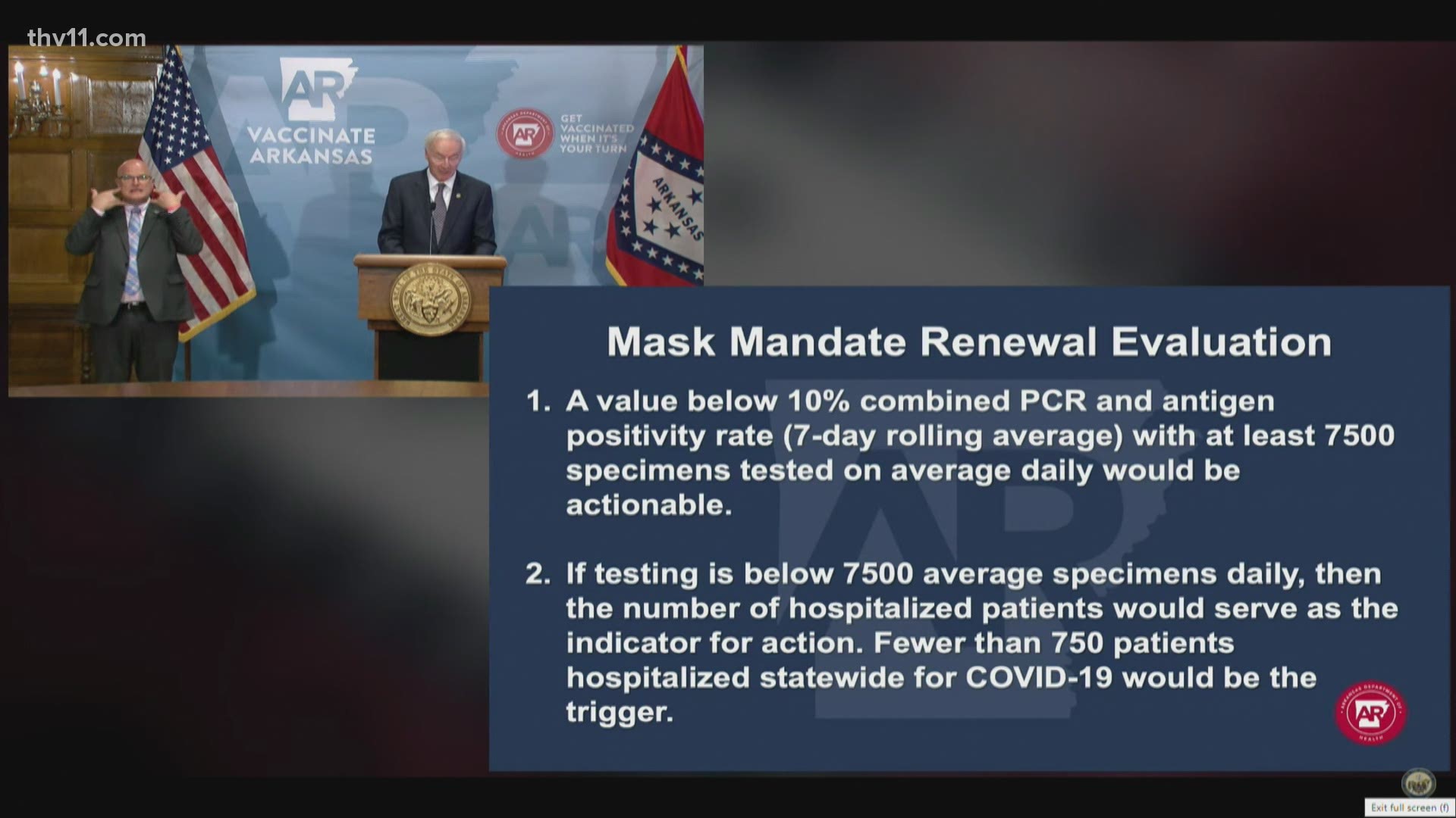 In a press briefing on Tuesday, Gov. Hutchinson announced he was lifting the mask mandate across Arkansas, effective immediately.