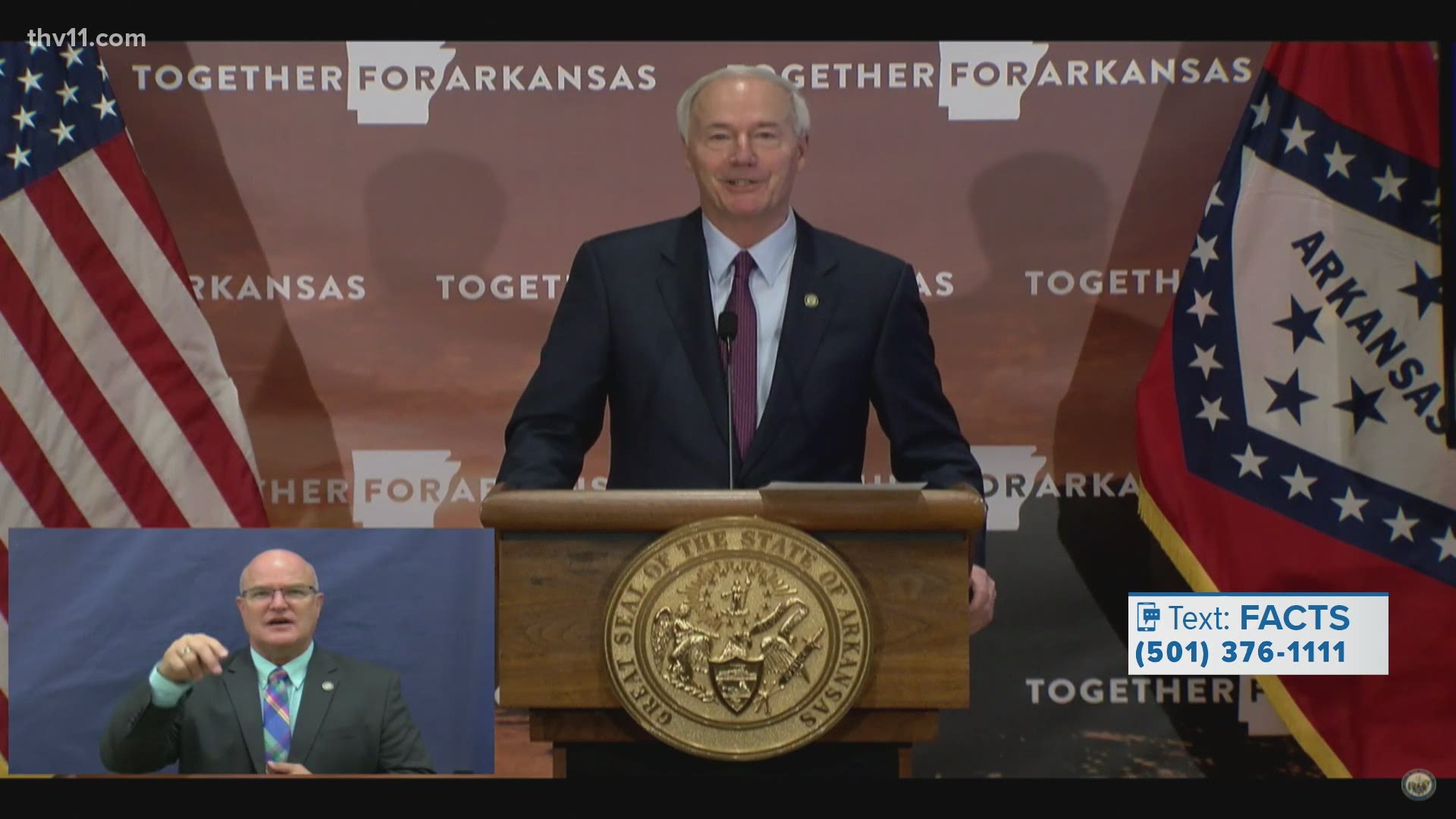 Gov. Asa Hutchinson quoted John Paul Jones in his weekly COVID-19 update and said we have to be prepared to fight COVID-19 every day and not just live with it.