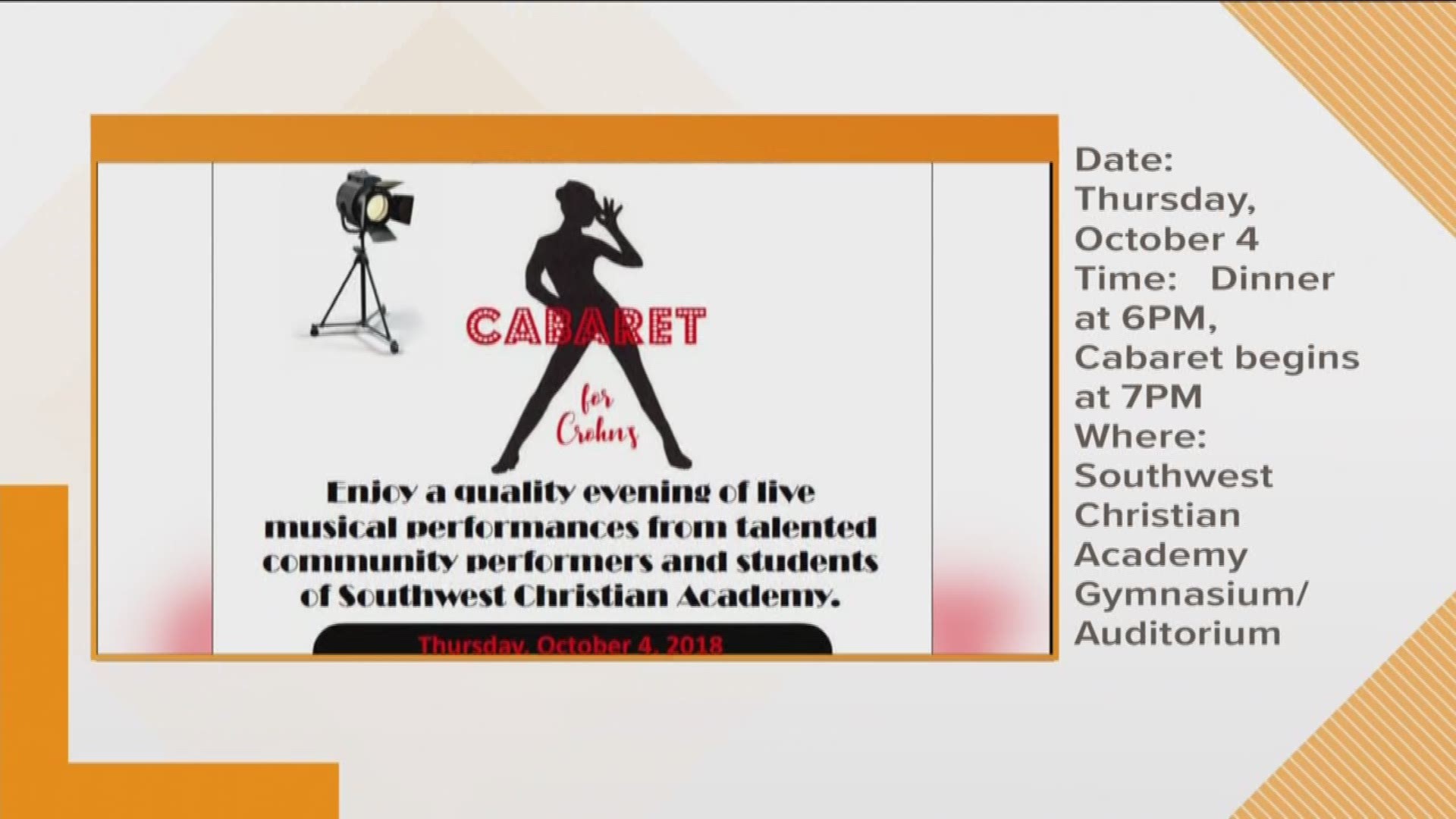 Southwest Christian Academy is putting on "Cabaret" to help provide awareness for ulcerative colitis and Crohn's disease.