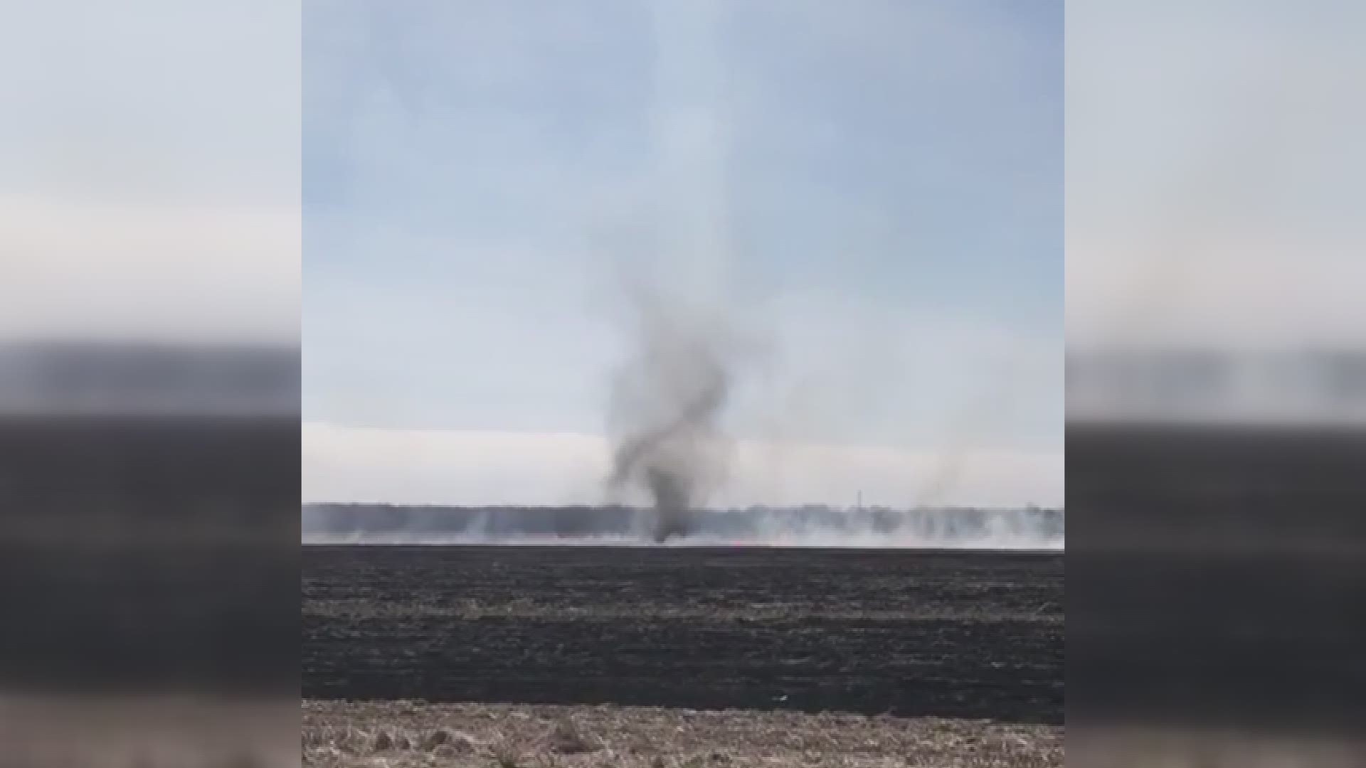 Cindy Jetton was in the right place this afternoon as a dust devil formed over a burning field near Newport, AR.  The temperature difference from the hot ground to the cooler air above and a breeze came together perfectly.

Video courtesy Cindy Jetton
