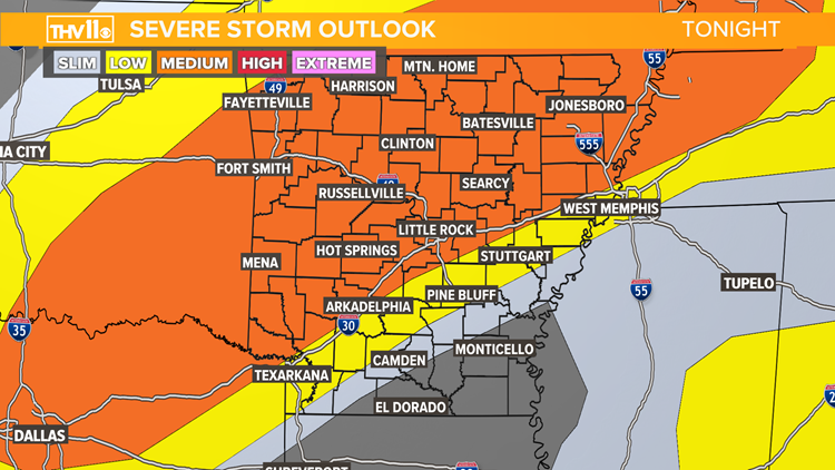 Severe weather possible across Arkansas Monday, Tuesday | thv11.com