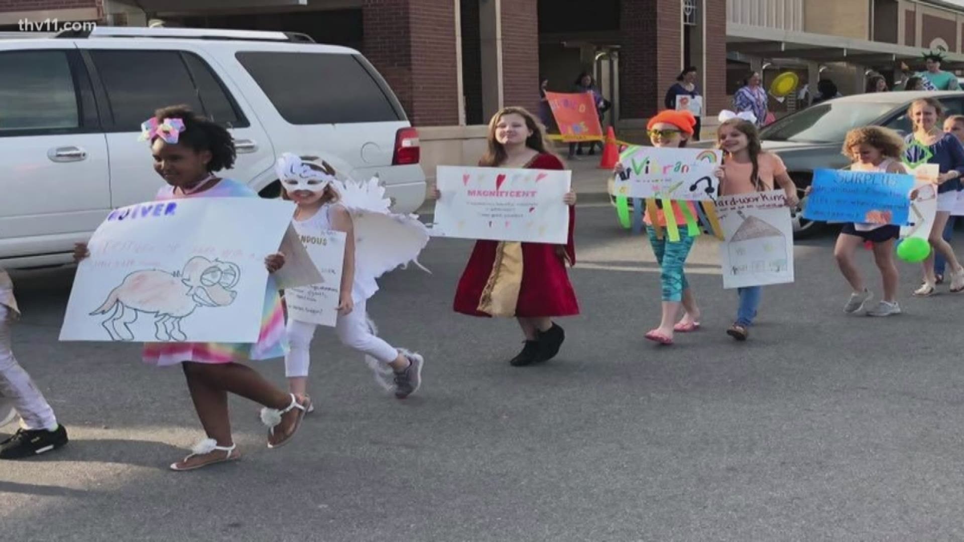 Bet you've never seen a school do this. At Carolyn lewis Elementary in Conway, every child was given a word. They then had to come up with a costume based on that word.