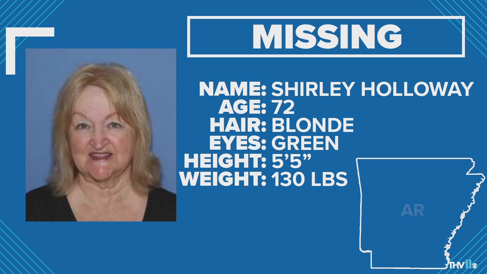 The Glenwood Police Department requested the activation of a Silver Alert for Shirley Holloway of Prescott.