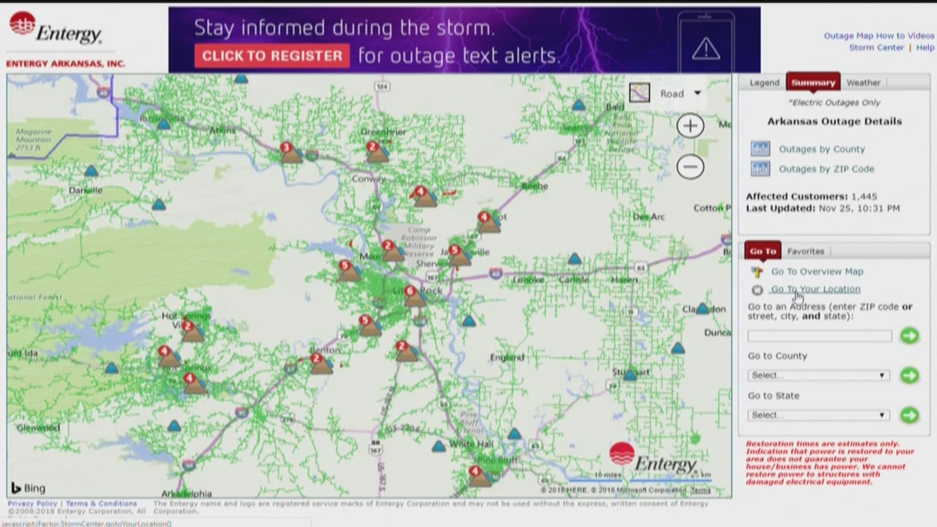Those strong wind gusts have knocked power out for many Entergy customers here in Central Arkansas.