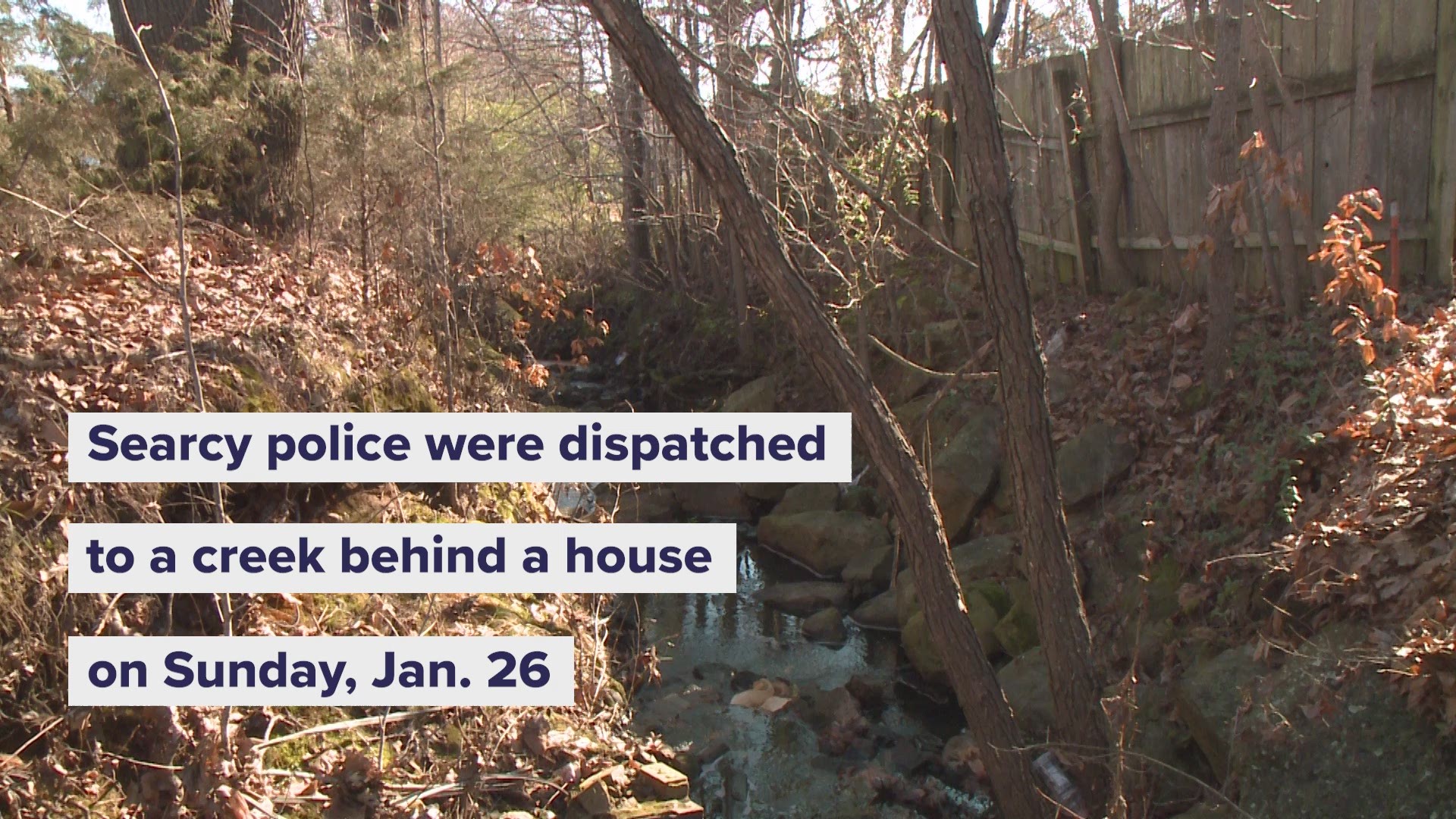 According to Searcy police, a deceased body was found on Sunday in a creek behind a home,