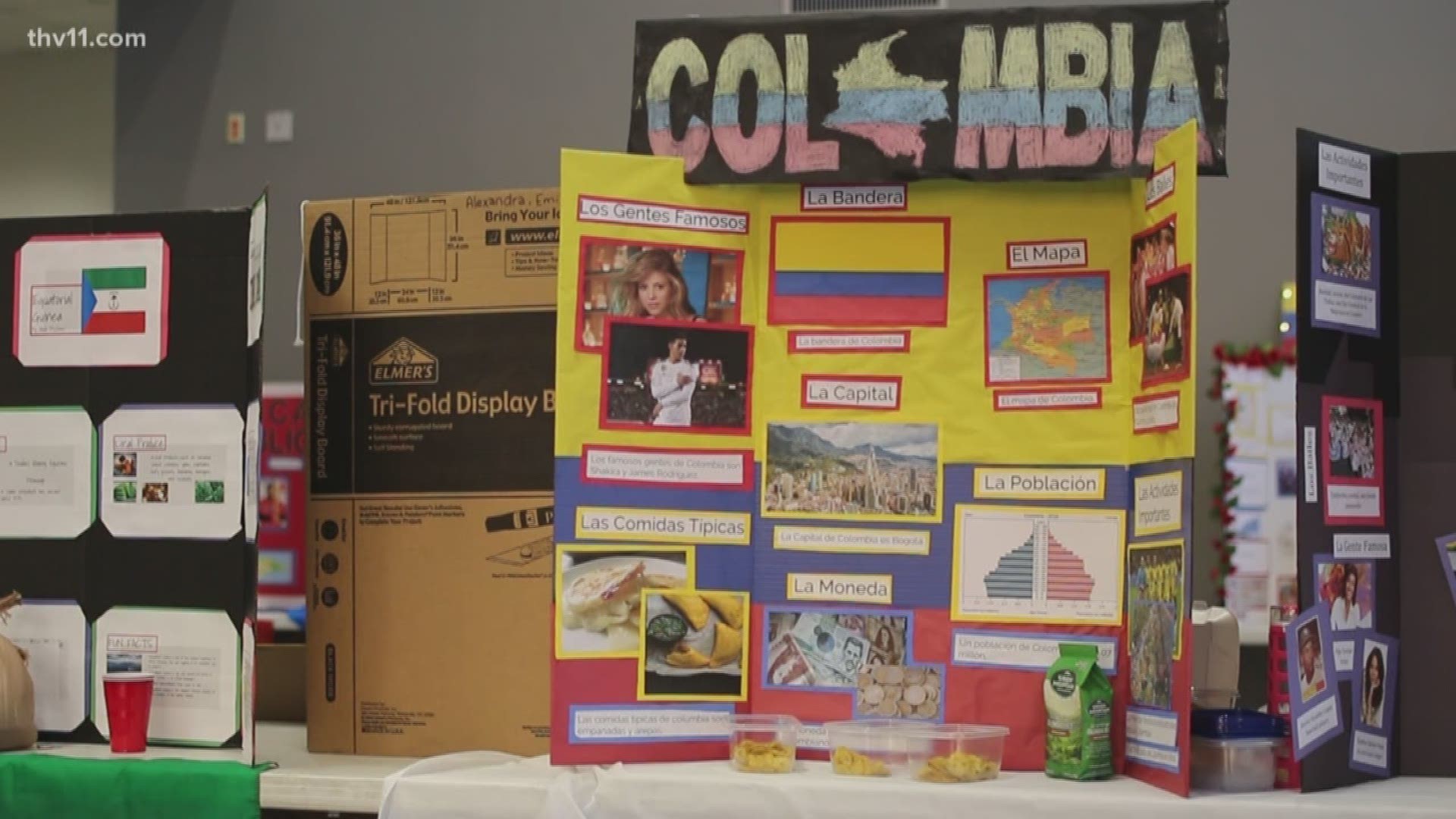 Students showed off their research on different countries at Lisa Academy's 9th Annual Language and Culture Festival.
