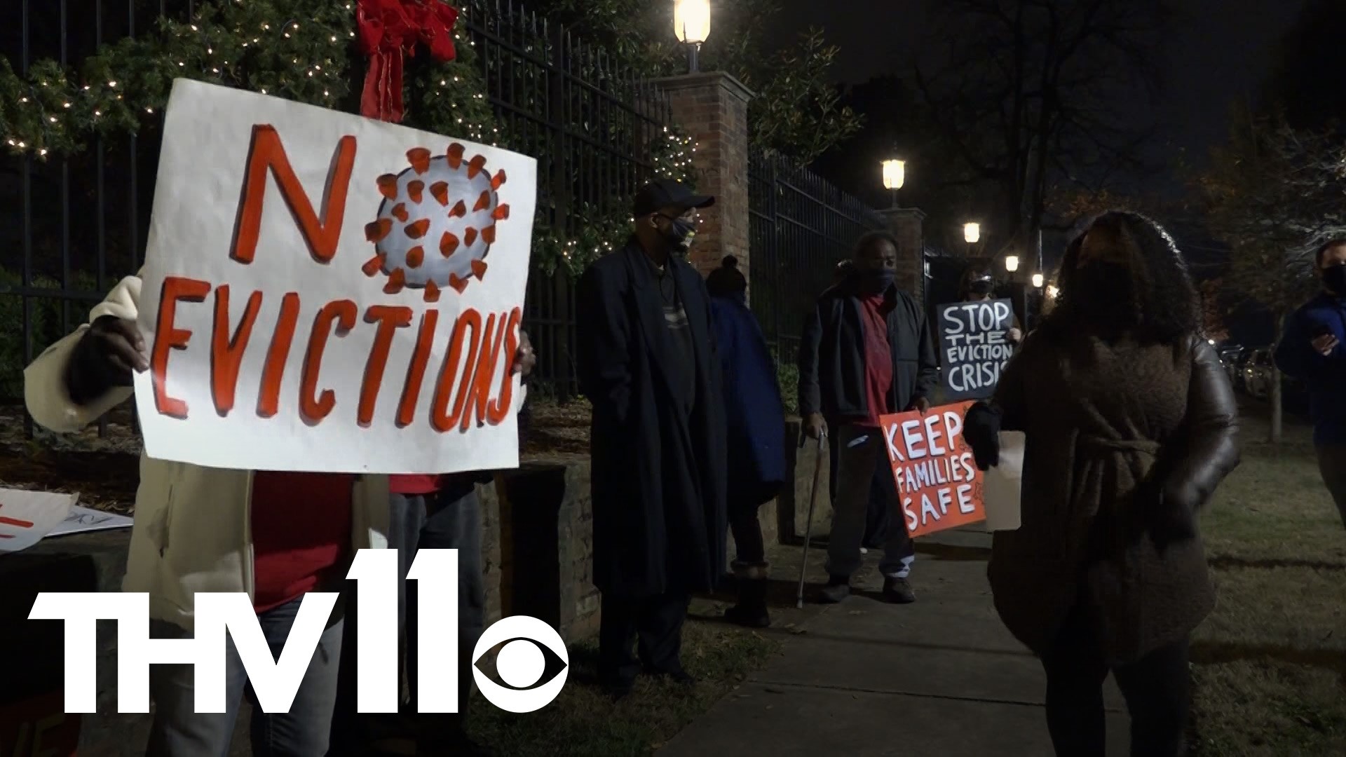 A group of protestors stood in front of the Governor's mansion Wednesday asking for a halt on evictions as federal assistance nears expiration.