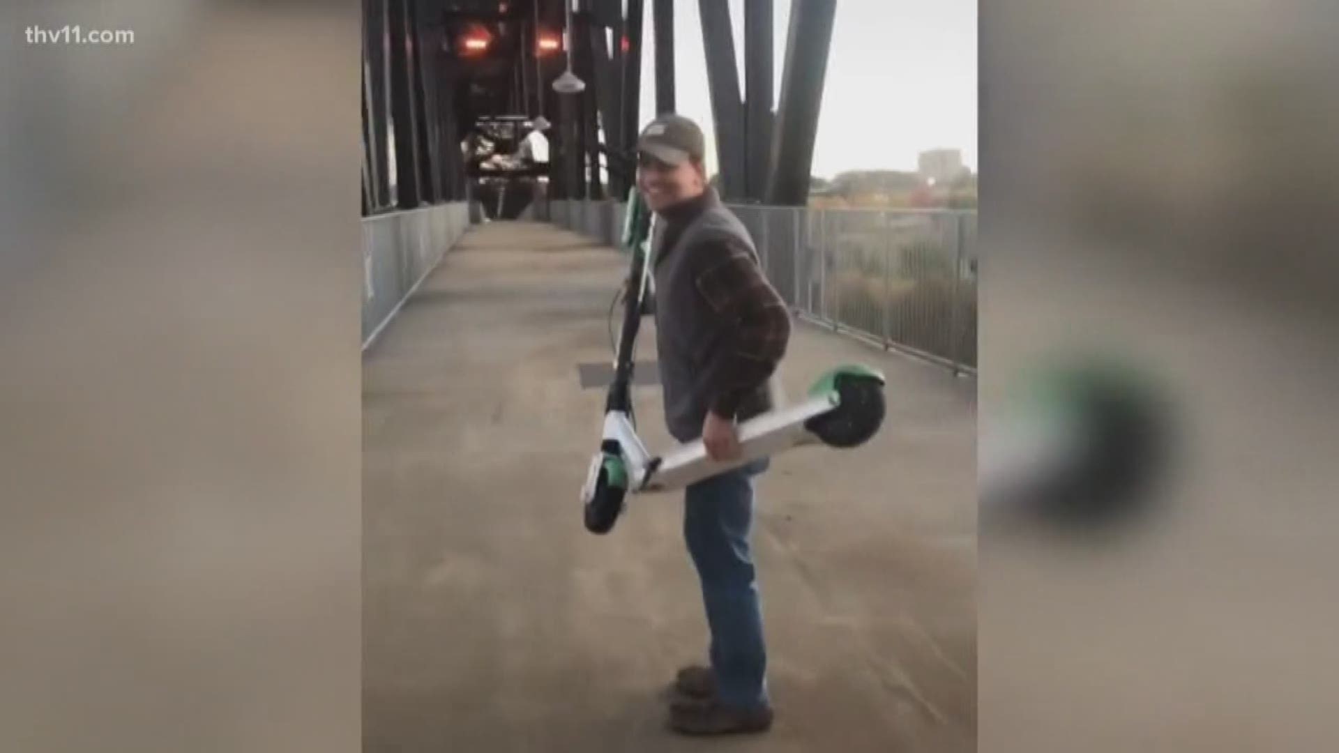 You may have seen a video on social media of a man throwing a Lime scooter off a bridge. It may have been a joke, but authorities did not find it funny.
