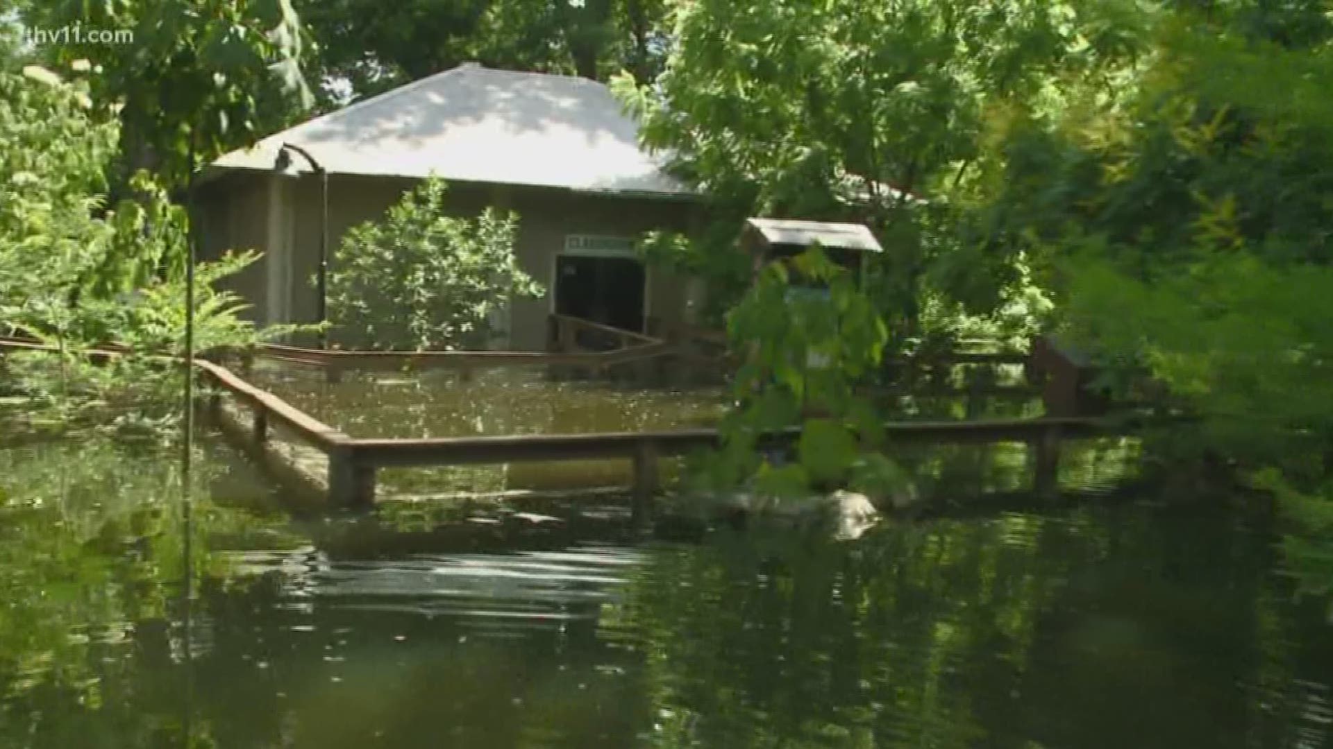 Regional Park and Mike Huckabee Delta River Nature Center in Pine Bluff under eight feet of water due to the Arkansas River flooding.