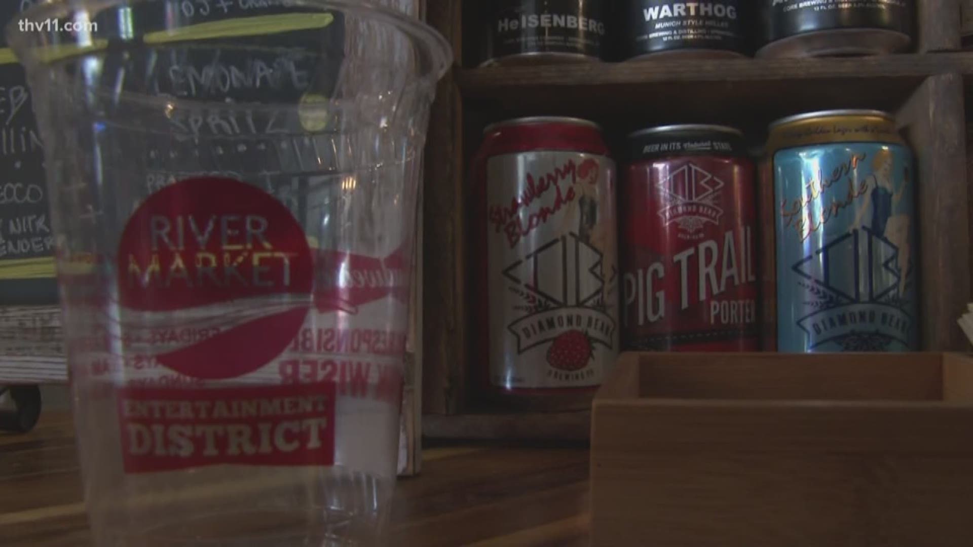 It's been an hour since Little Rock kicked off its newest River Market attraction, turning the area into an 'Entertainment District,' allowing drinking in the streets.