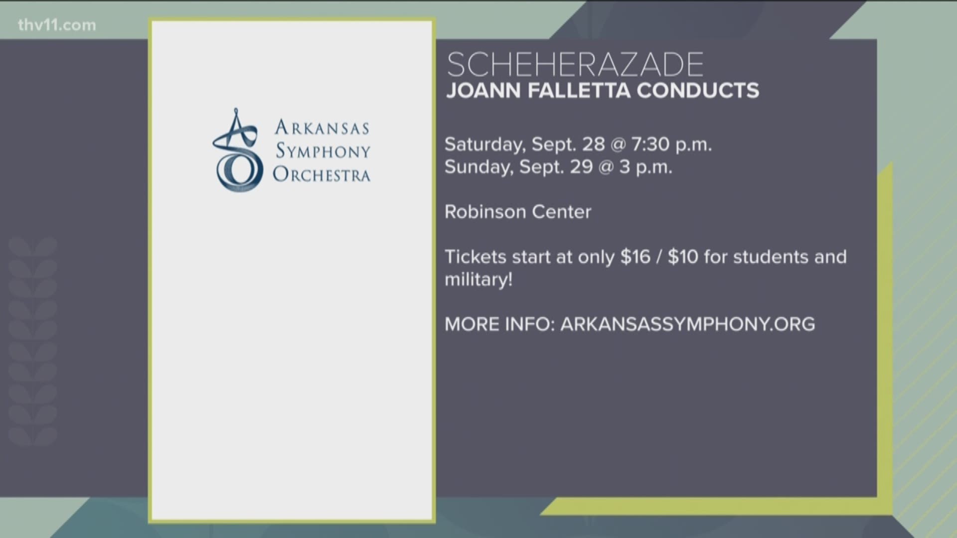 Arkansas Symphony Orchestra presents JoAnn Falletta Conducts Scheherazade with guest artists! JoAnn Falletta is a very influential conductor.