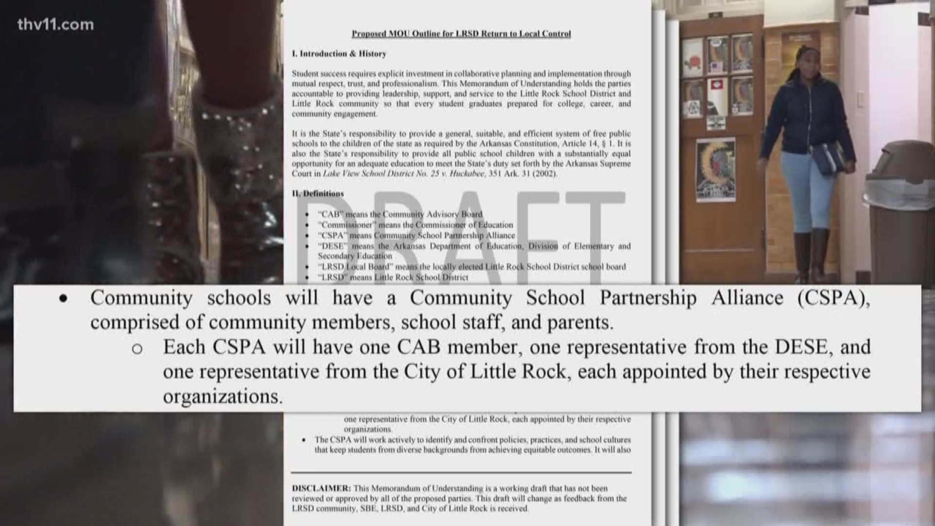Education Secretary Johnny Key released a draft memorandum of understanding Tuesday which looks to shift the power of the LRSD.