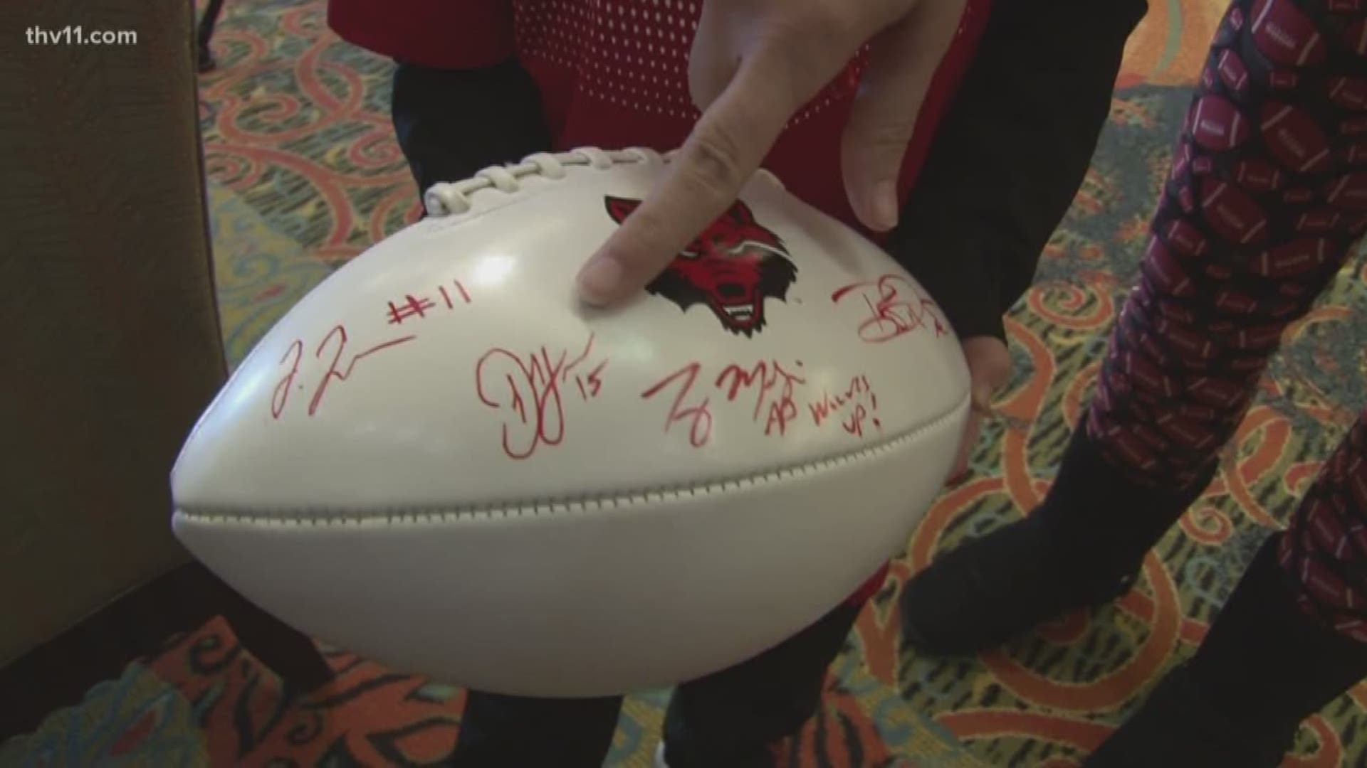 Young fan Peyton got a signature from his favorite Arkansas State player.