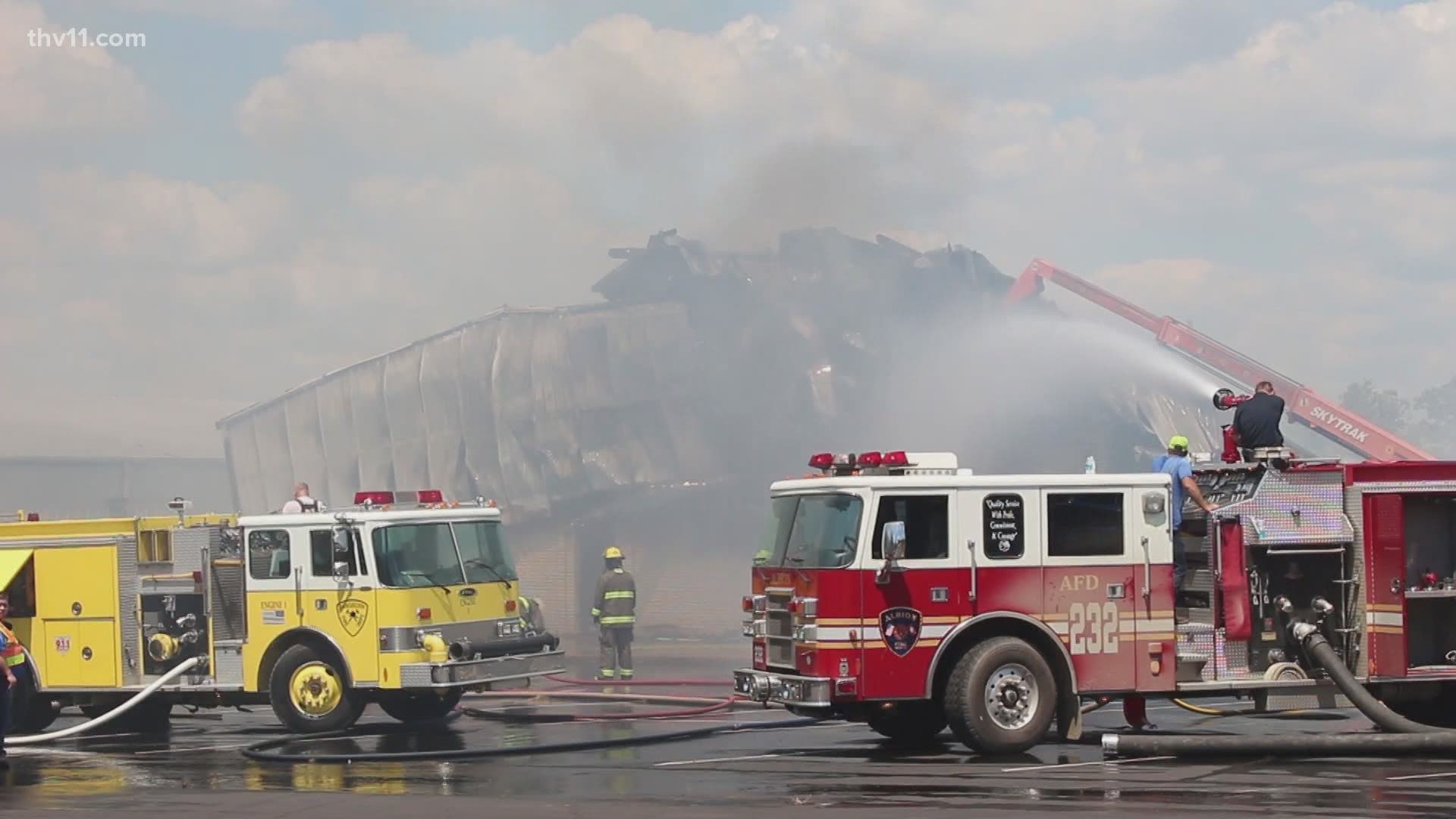 Multiple agencies on scene of large structure fire at Searcy Faith
