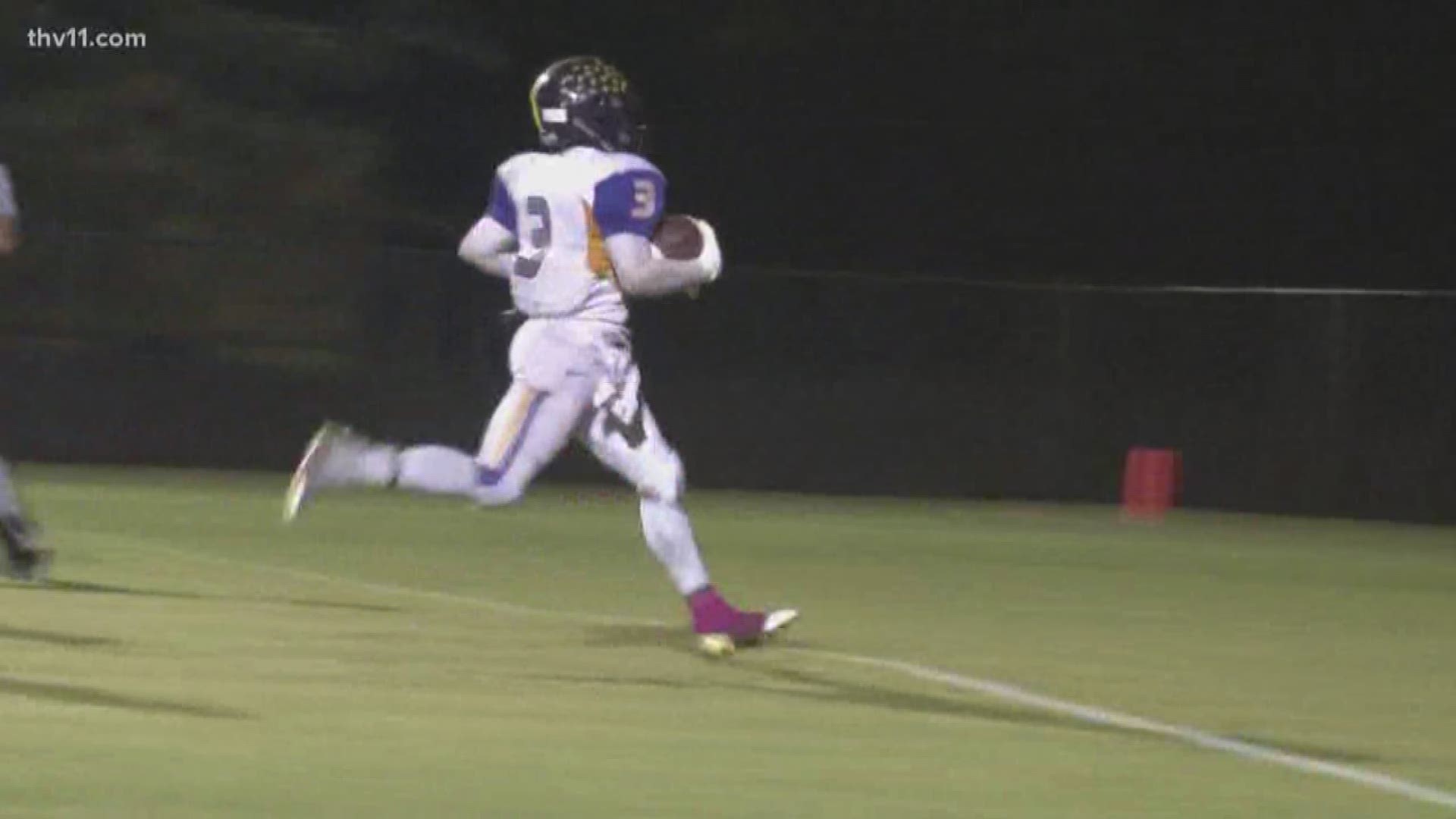 Mayflower rolls past Atkins on the road