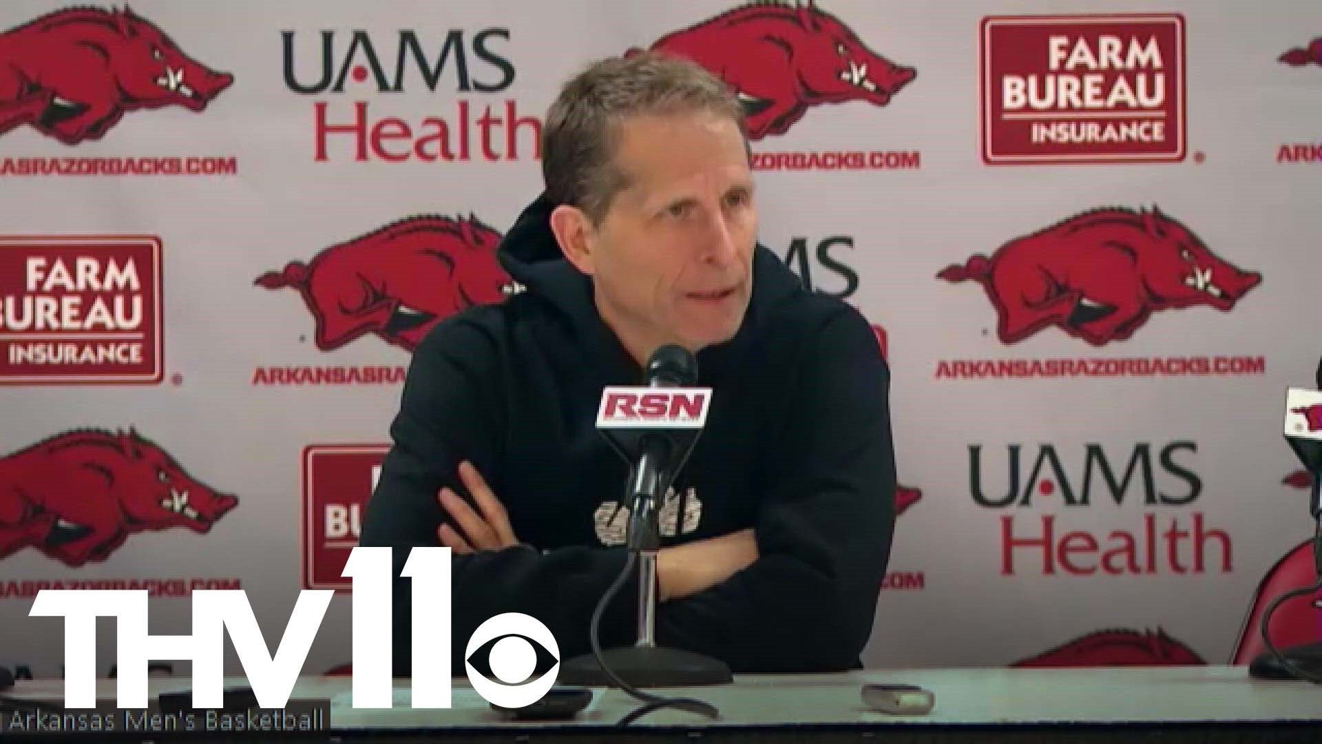 The Hogs handed Texas A&M its second SEC loss on Tuesday at Bud Walton Arena in Fayetteville. Davonte Davis and Ricky Council led Arkansas with 19 points.