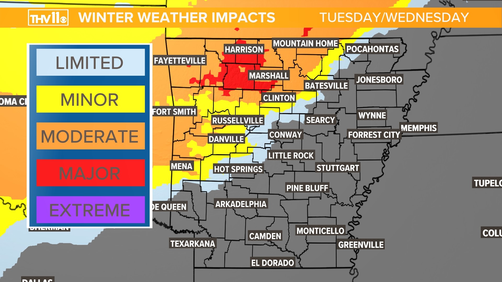 Impactful snowfall possible in Arkansas