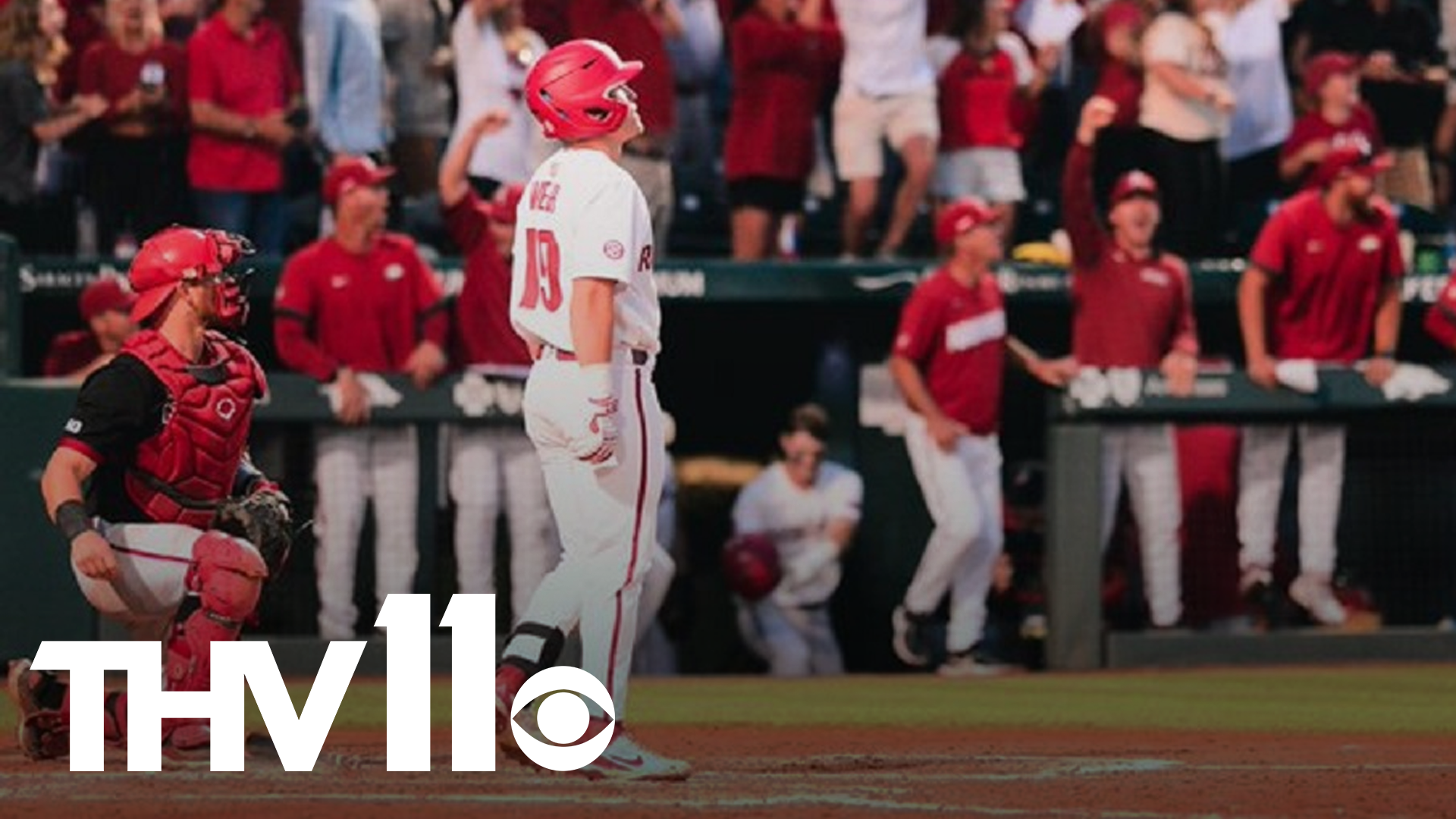 Kevin Kopps pitched a career-high 7 innings and Charlie Welch hit a pinch-hit three-run home run in the 8th to send the Razorbacks to the Super Regionals